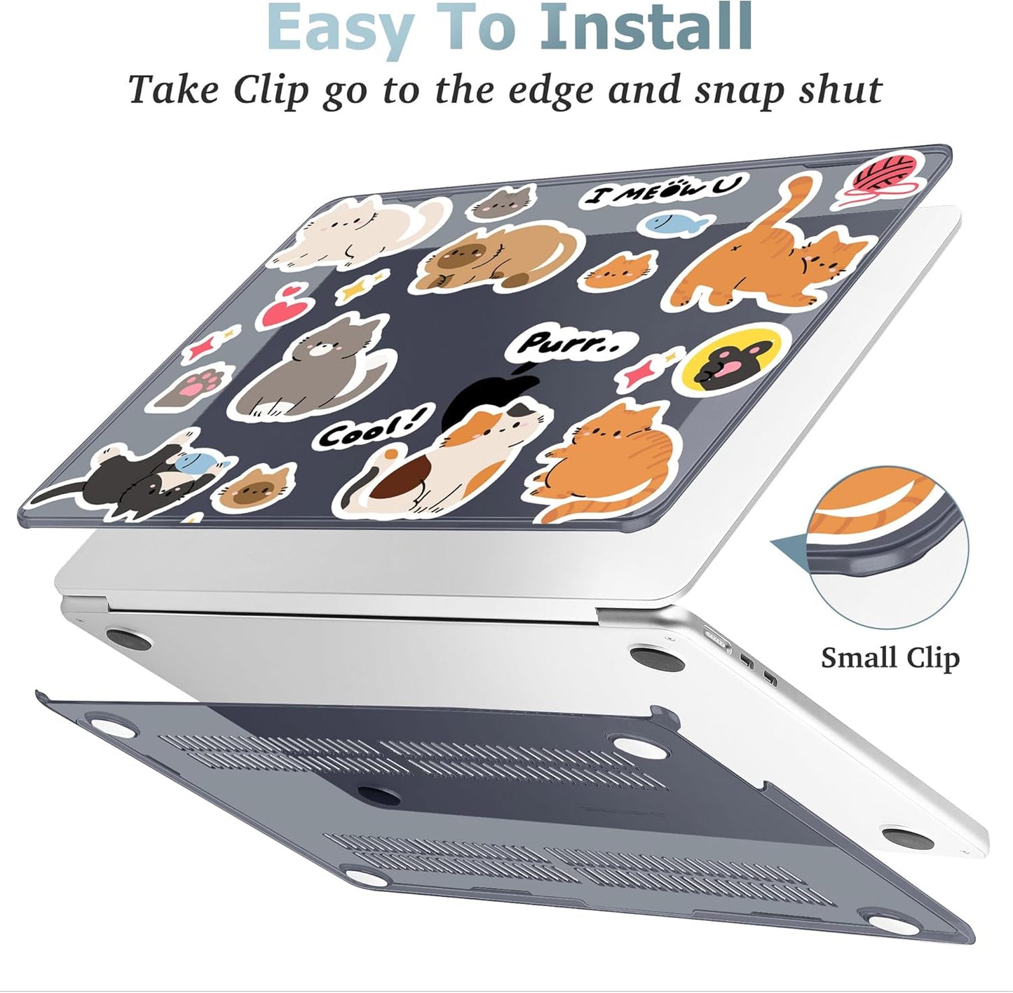 May Chen for MacBook Air 13.6 Inch Case 2025/2024/2023/2022 Release (Model A2681 A3113 A3240, M2 M3 M4 Chip) – Hard Shell Laptop Cover with Keyboard Cover & Screen Protector，Cat Sticker Print