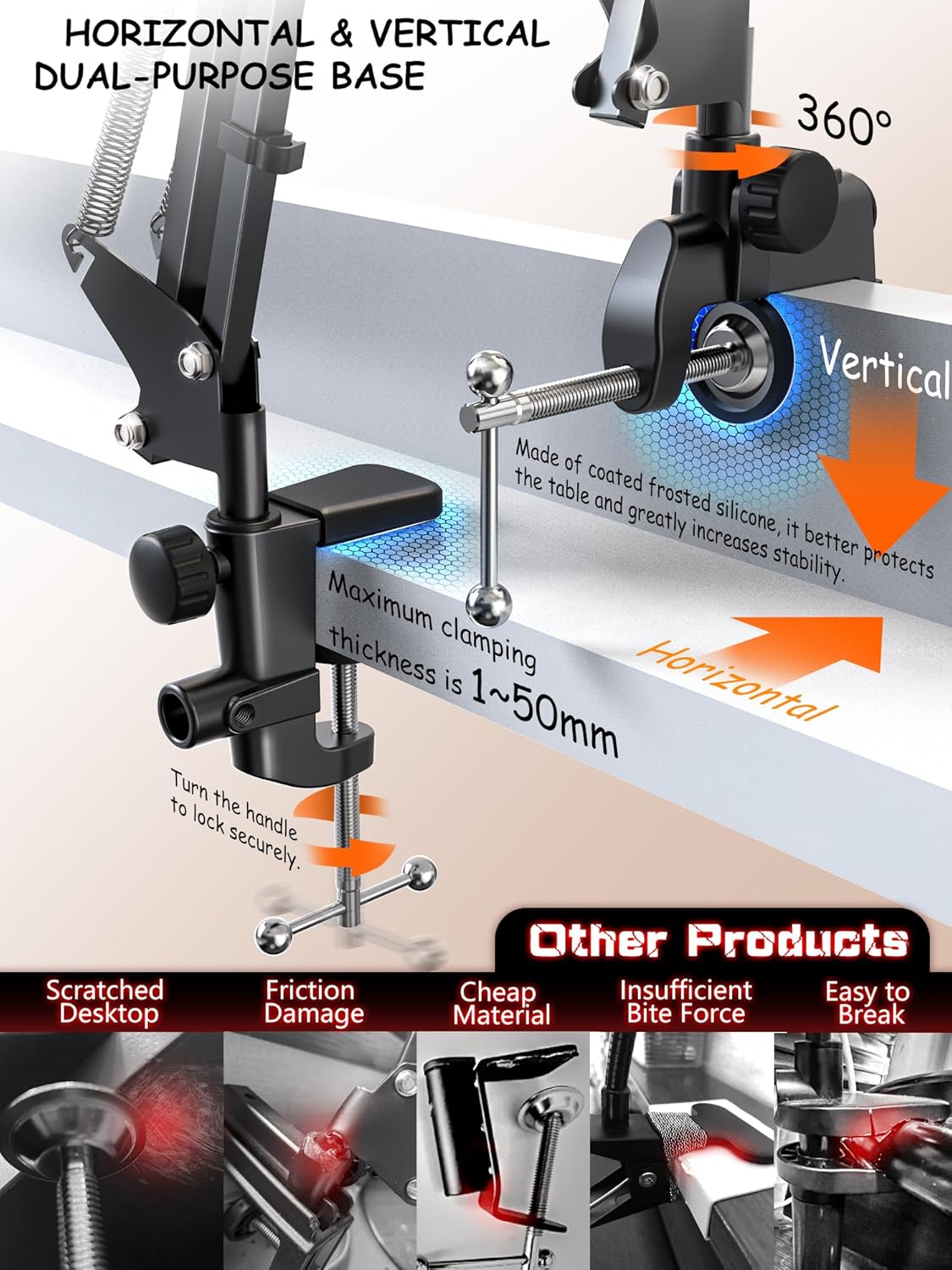 Foldable Tablet Stand, Tablet Mount Adjustable for Bed,Universal Flexible Holder with 360 Degree Rotation for iPad/iPhone/iPad Pro/N-Switch,or Other 4.5~13.5 Inches Devices (Black)