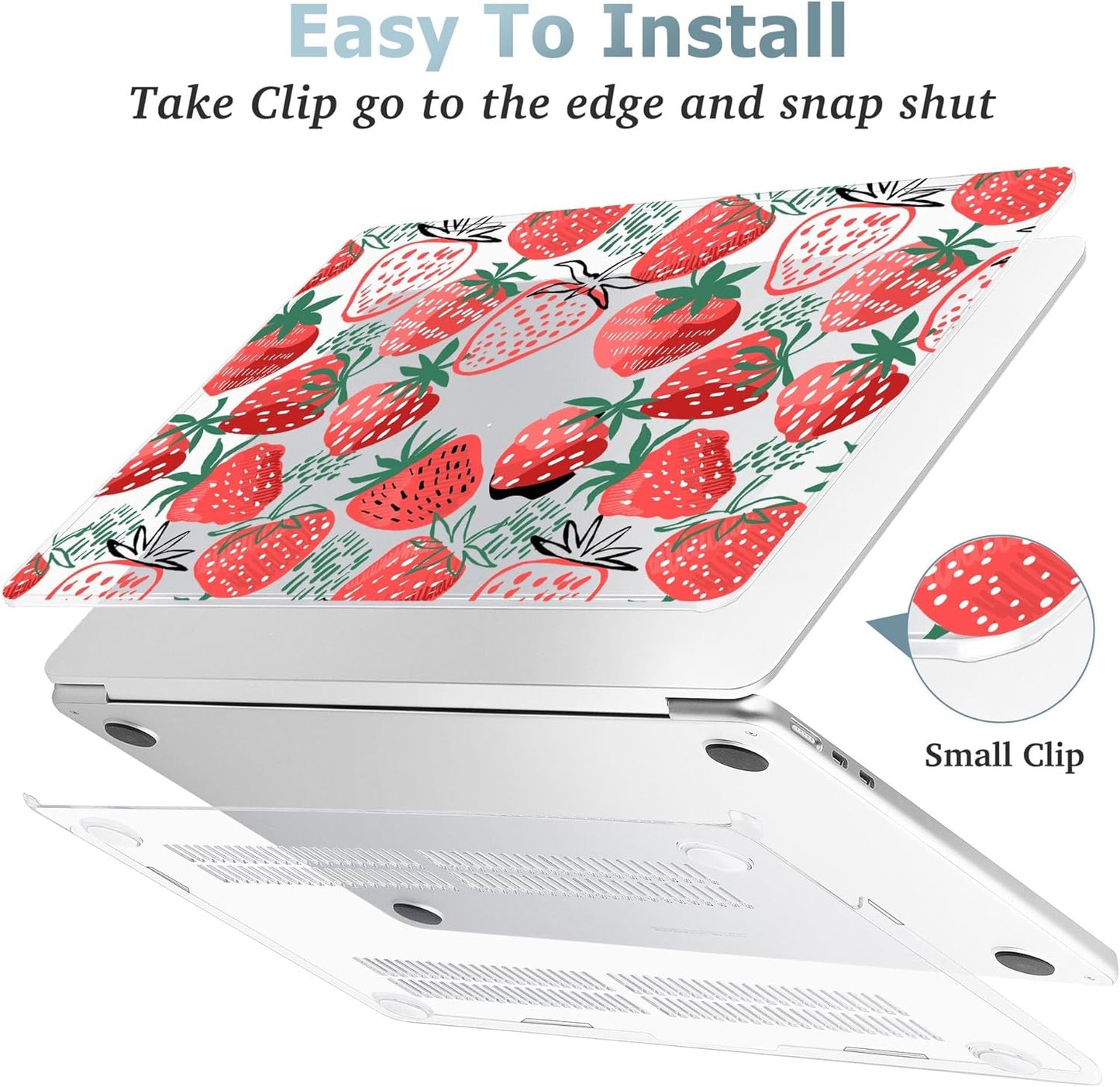 May Chen for MacBook Air 13.6 Inch Case 2025/2024/2023/2022 Release (Model A2681 A3113 A3240, M2 M3 M4 Chip) – Hard Shell Laptop Cover with Keyboard Cover & Screen Protector，Strawberries