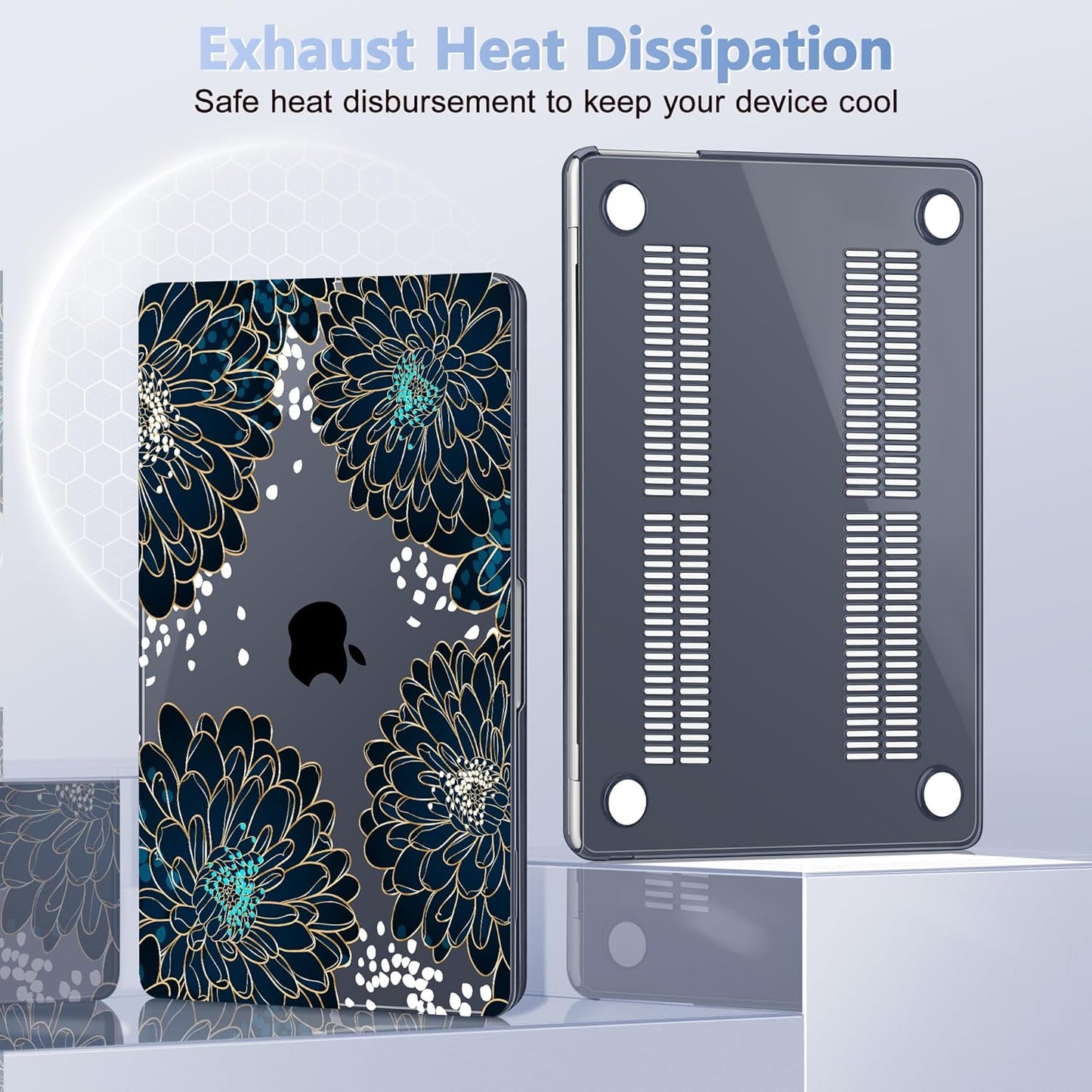 Case for MacBook Air 15 Inch 2025 2024 2023 Release M4 A3241 M3 A3114 M2 A2941, Hard Shell with Screen Protector & Keyboard Cover, Compatible with Touch ID, Luxury Floral