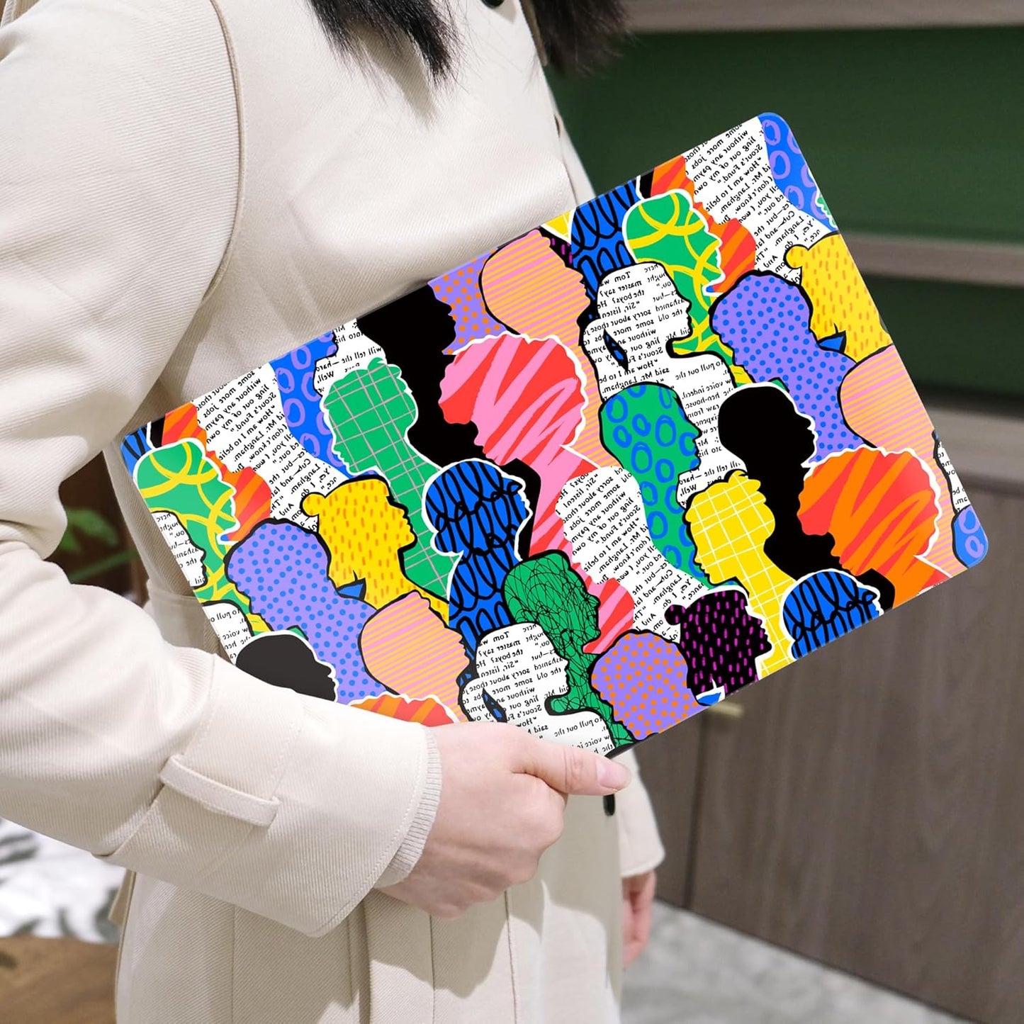 MEEgoodo for MacBook Air 13 inch Case 2021 2020 2019 2018 Released A2337 M1 A2179 A1932 with Touch ID, Plastic Shell & Keyboard Cover Compatible with MacBook Air Case 13.3, Diverse People Abstract Art