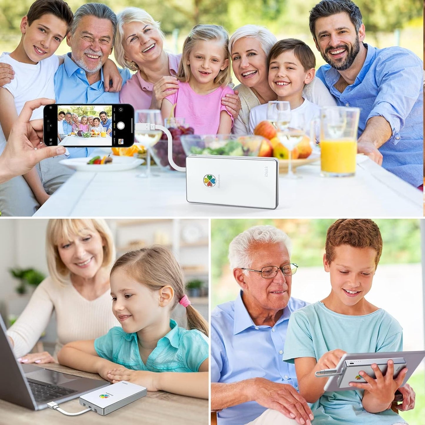 iDiskk 2TB App-le Certified External Hard Drive for iPhone 16,15 & iPad Android Mobile 2TB Photo Stick,MacBook and PC, Photo Storage Phone Drive to Backup Photos/Videos,Files for iPhone14/13/12/11/X