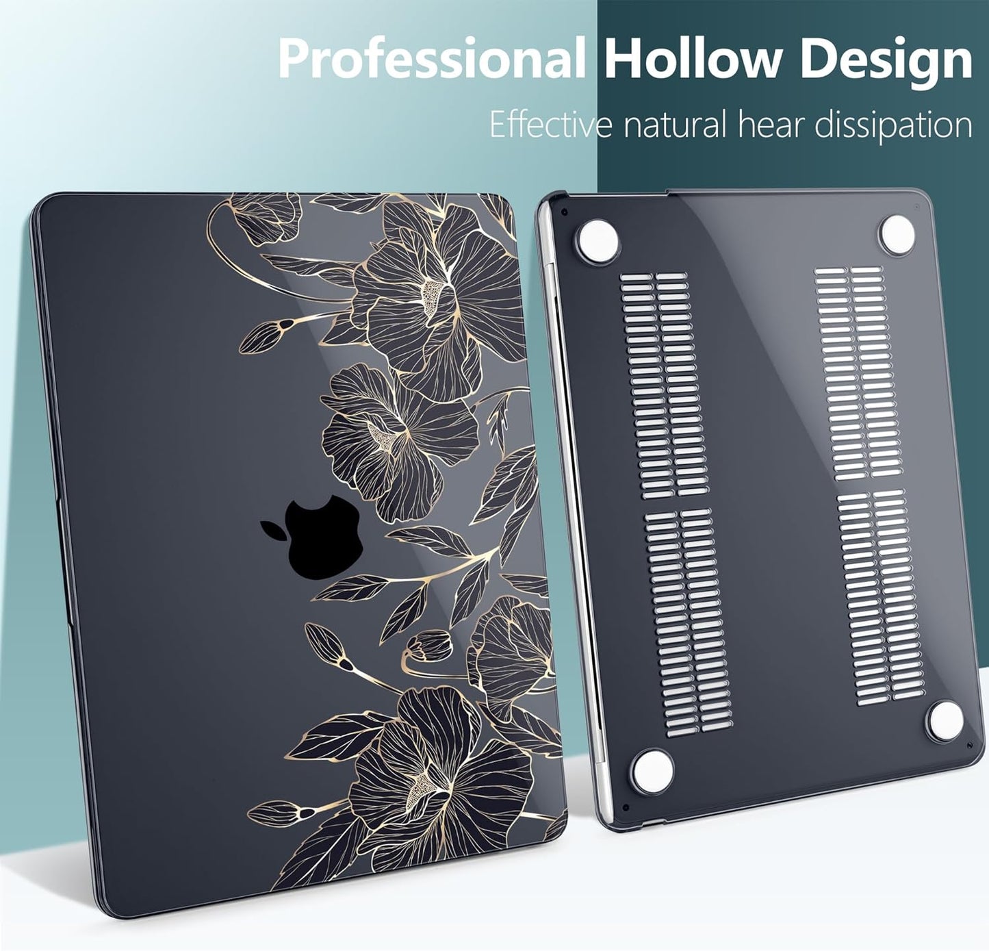 TWOLSKOO Compatible with M4 MacBook Air 13.6 inch Case 2025-2022 Release M4 A3240 M3 A3113 M2 A2681, Plastic Hard Shell & Keyboard Cover & Type C Adapter & Screen Protector, Abstract Floral