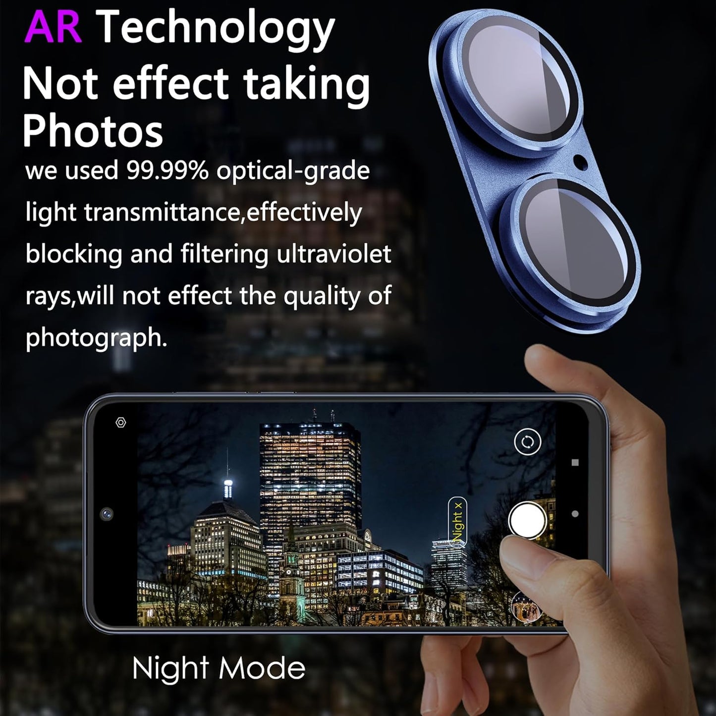 2 Pack Camera Lens Protector for iPhone 16 / iPhone 16 Plus,[Not Easy to Breakn ] AR Tempered Glass Strong Adsorption Metal Camera Cover Screen-Group Blue