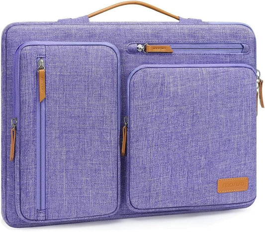 MOSISO 360 Protective Laptop Case 13.3 inch, 13-13.3 inch Laptop Sleeve Compatible with MacBook Air/Pro 13 / Pro 14,HP Dell Acer ASUS,Side Open Carrying Case with 4 Zipper Pockets&Handle, Purple