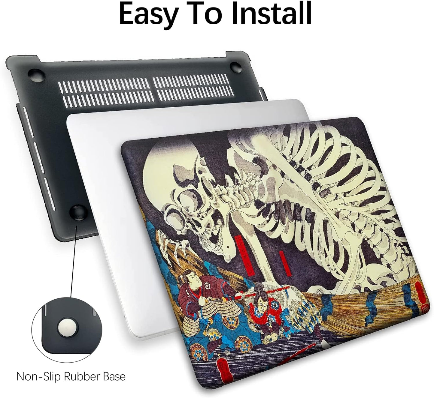 Berkin Arts Compatible with MacBook Pro 13 inch Cover, 2022-2016 Release A2289/A2251/A2338 M1 with Keyboard Cover & Screen Protector Feudal Japan Art (The Skeleton Specter by Kuniyoshi)
