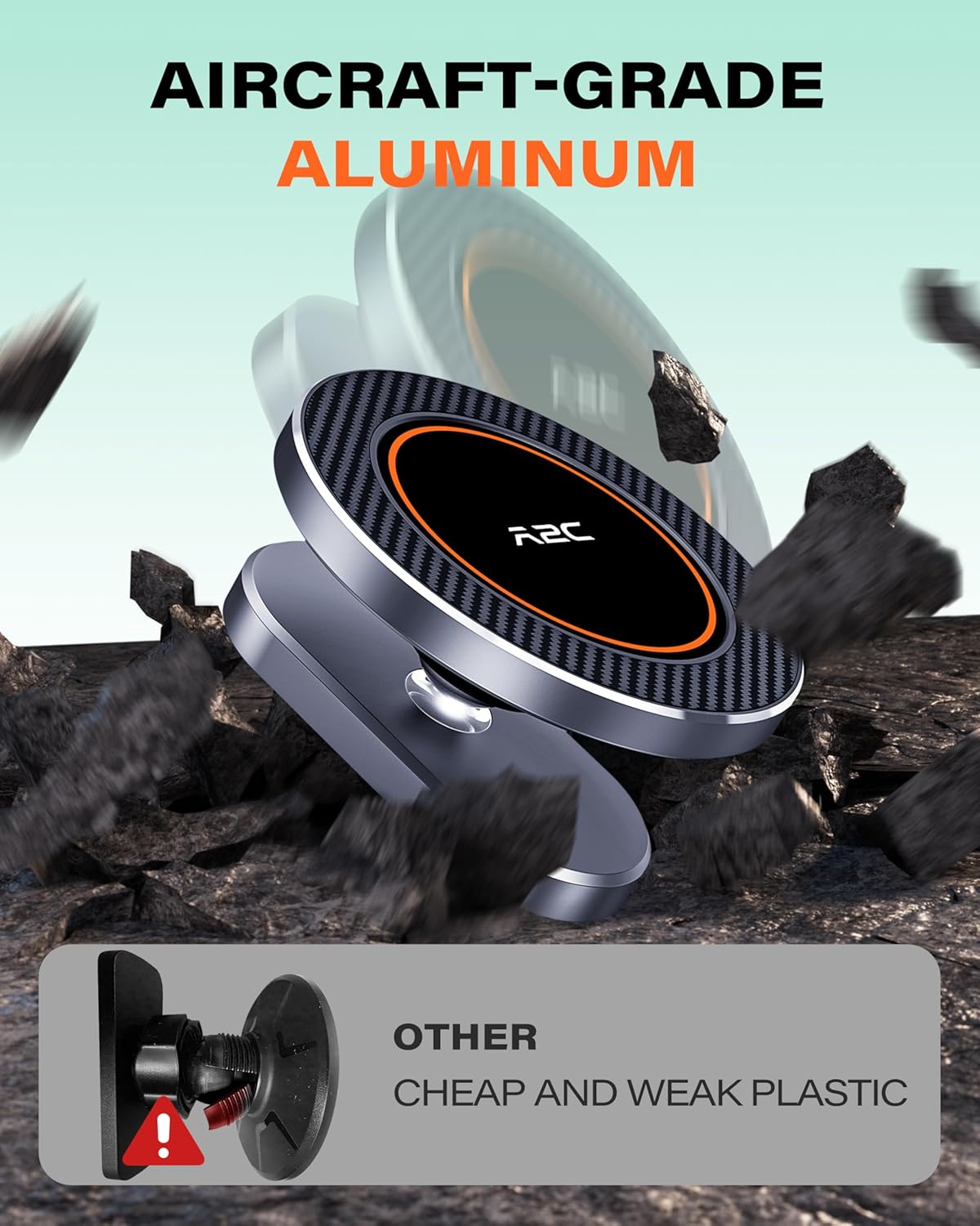 A2C Alloy Magnetic Golf Cart Phone Holder Compatible with MagSafe iPhone 16 Pro Max Plus 15 14 13 12 Mini Fits EZGO, Club Car, Yamaha, Icon, Golf Cart Accessories Essentials Gift (Green Gift Box)