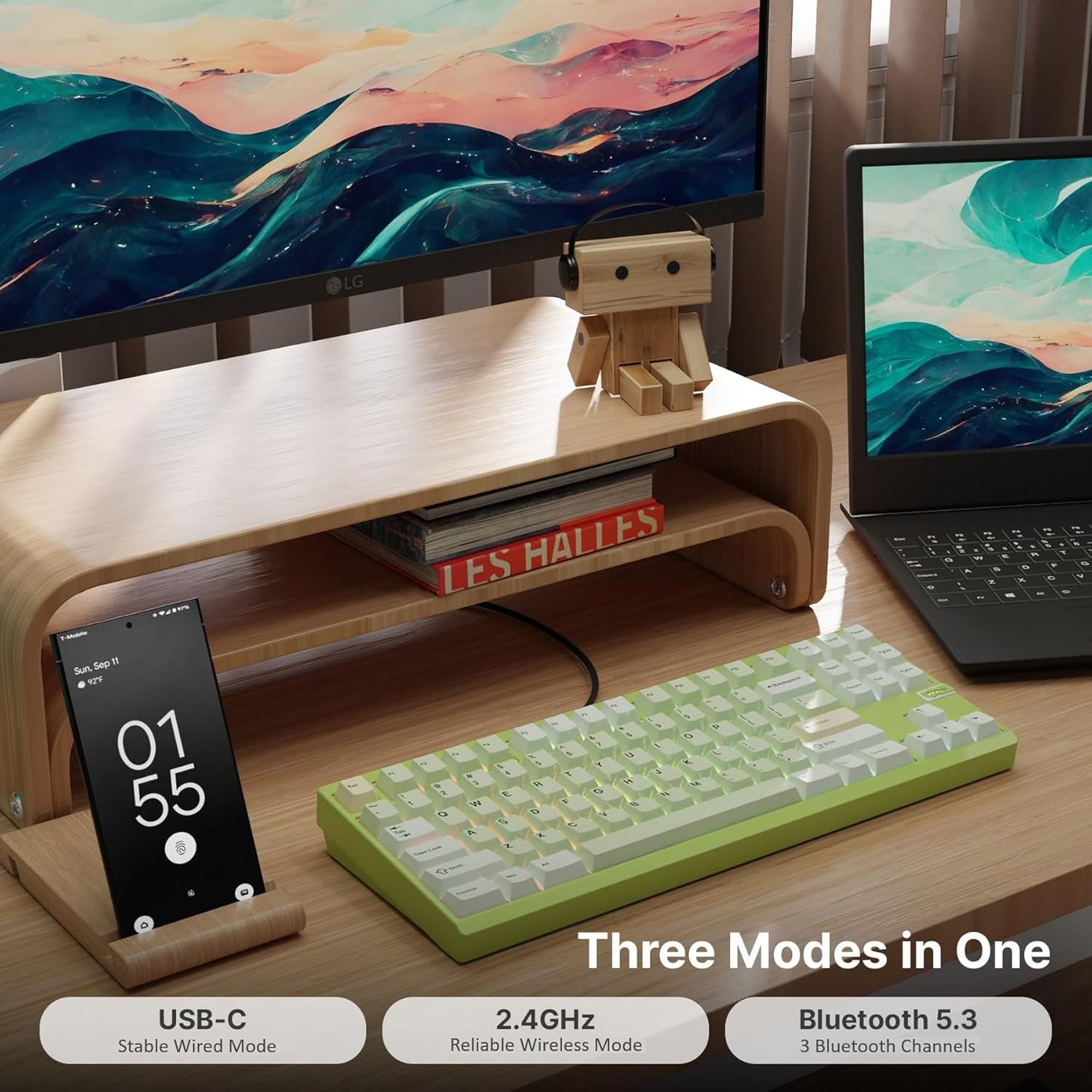 Chilkey ND TKL Aluminum Mechanical Keyboard, 87 Keys Tenkeyless Wireless Gaming Keyboard, Tri-Mode BT5.3/2.4GHz/USB-C PBT Keycaps Hot Swappable Custom Key Board for Windows Laptop Office PC