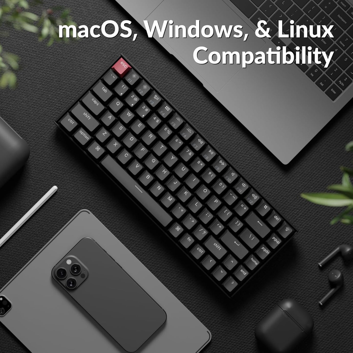 Keychron K2 75% Layout QMK Wireless and Wired Options Mechanical Keyboard Super Banana Switch, Paired with Shine-Through Double-Shot PBT Keycaps for Mac Windows-Version 3