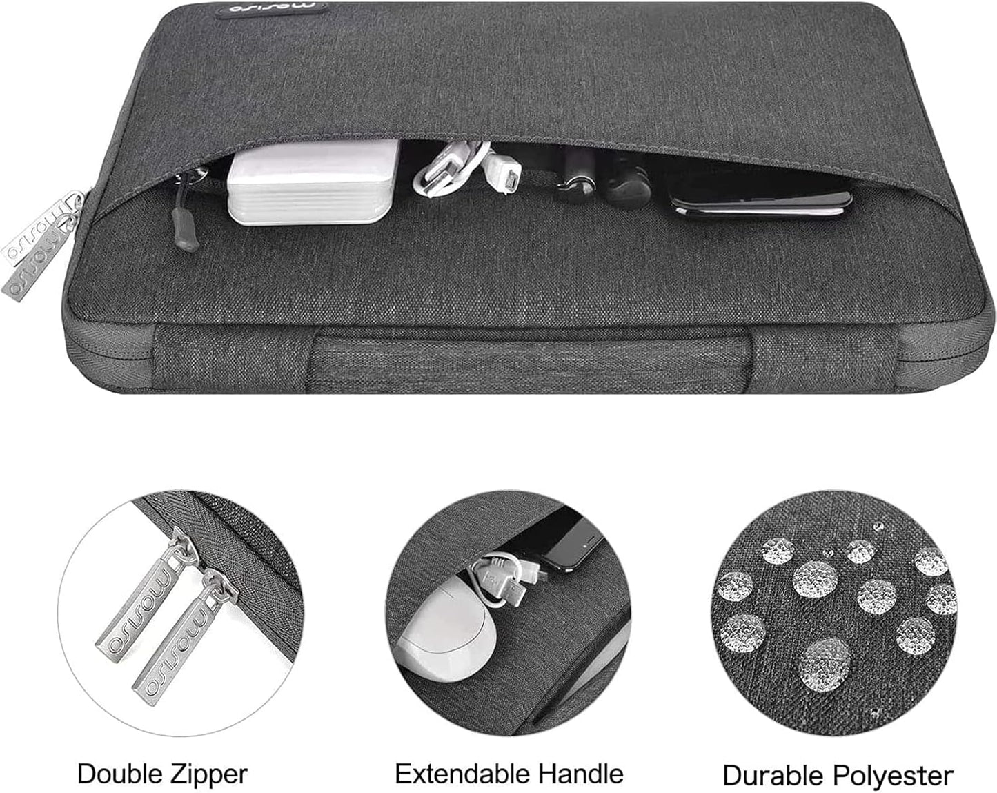 MOSISO Compatible with MacBook Air 13 inch Case 2025 2024 2023 2022 M4 A3240 M3 A3113 M2 A2681, Hard Shell&Sleeve Bag&Keyboard Skin&Webcam Cover&Screen Film for MacBook Air 13.6 inch, Slate Gray