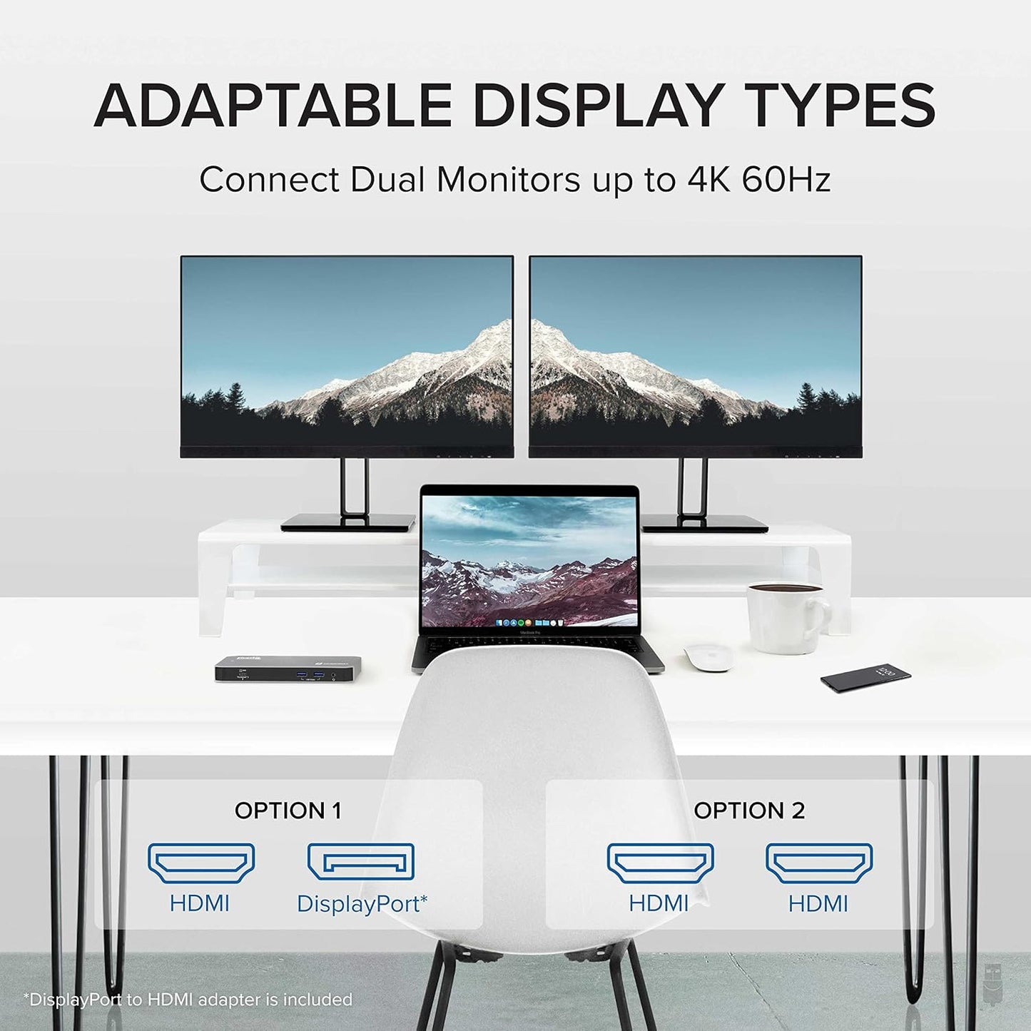 Plugable Thunderbolt Dock, 40Gbps with 100W Laptop Charging, Compatible with macOS, Windows, Dual HDMI Docking Station with DisplayPort - Dual Monitor, 2X USB-C, 3X USB 3, Gigabit Ethernet, Audio Jack