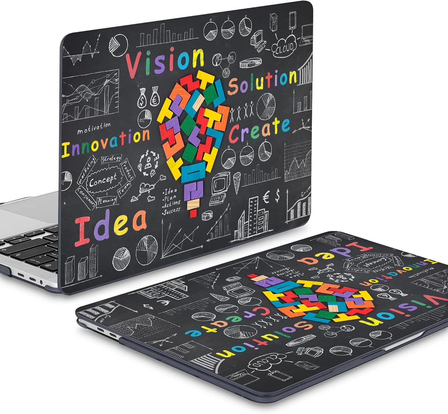 Mektron for MacBook Pro 16 inch Case A2141 with Touch Bar and Touch ID (2020 2019 Release), Geometric Blackboard Hard Shell Case Cover with Keyboard Skin & Screen Protector & Dust Plug