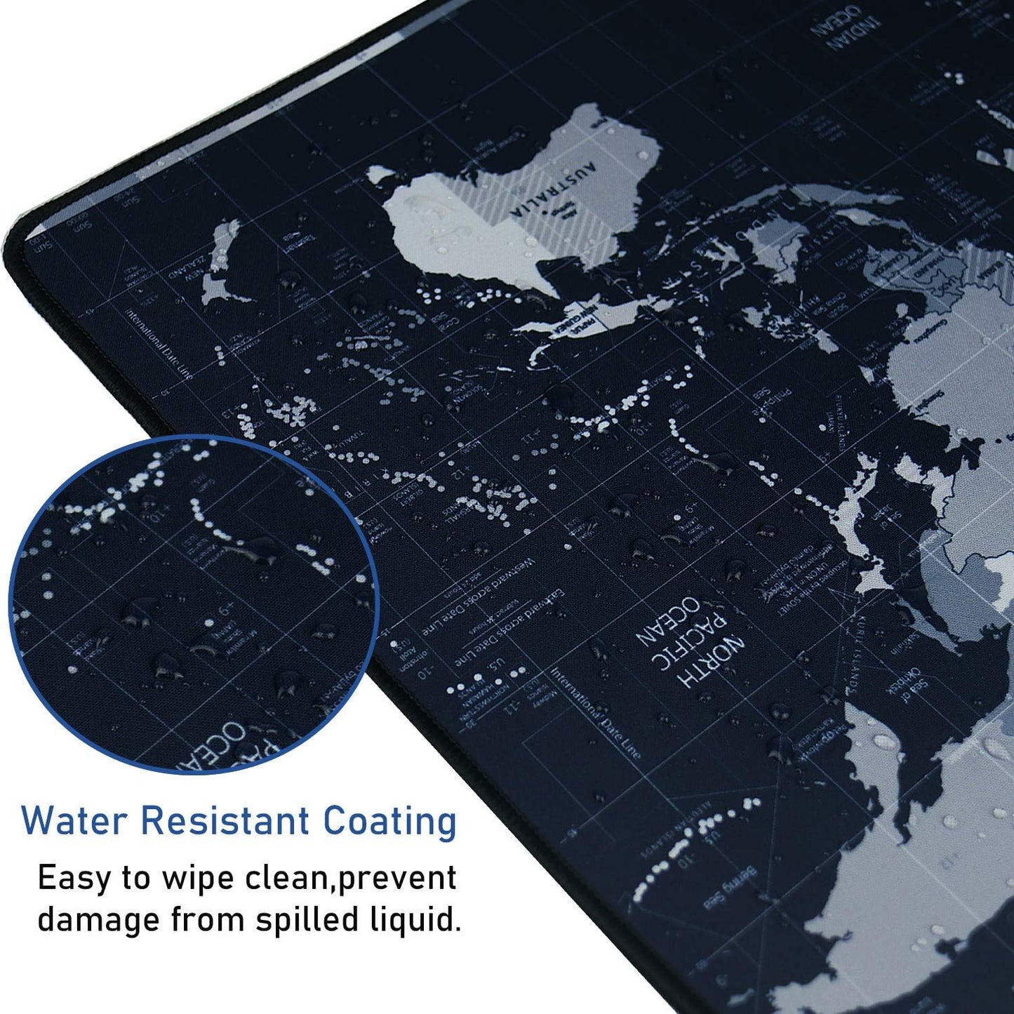 Gaming Mouse Pad, Large Extended Desk Mouse Pad, Non-Slip Spill-Resistant Mousepad with Special-Textured Surface, Anti-Fray Stitched Edges for Esports Pros Gamer Office - Map
