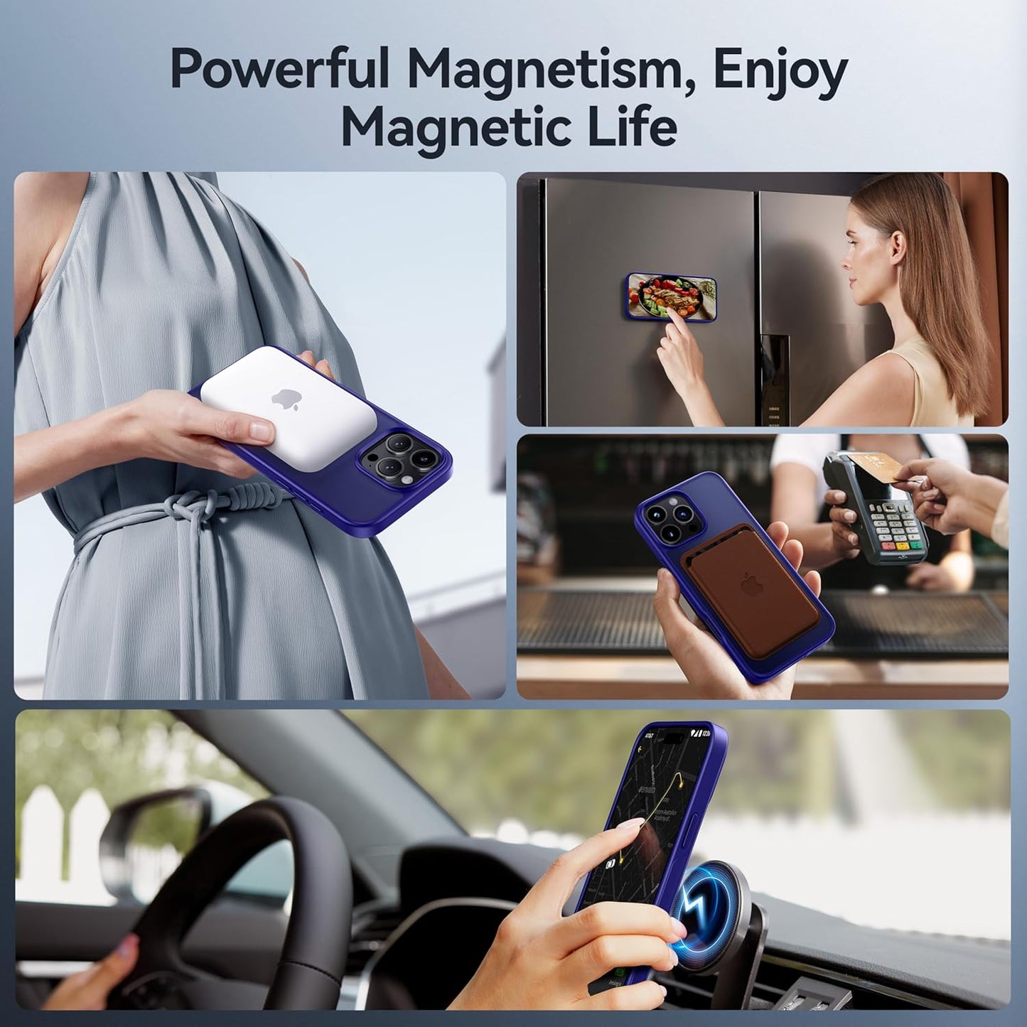 CASEKOO Designed for iPhone 16 Pro Max Case with Magnetic Invisible Stand [Military Drop Protection] [Compatible with MagSafe] Shockproof Slim Translucent Matte Promax Case 6.9 Inch, Klein Blue