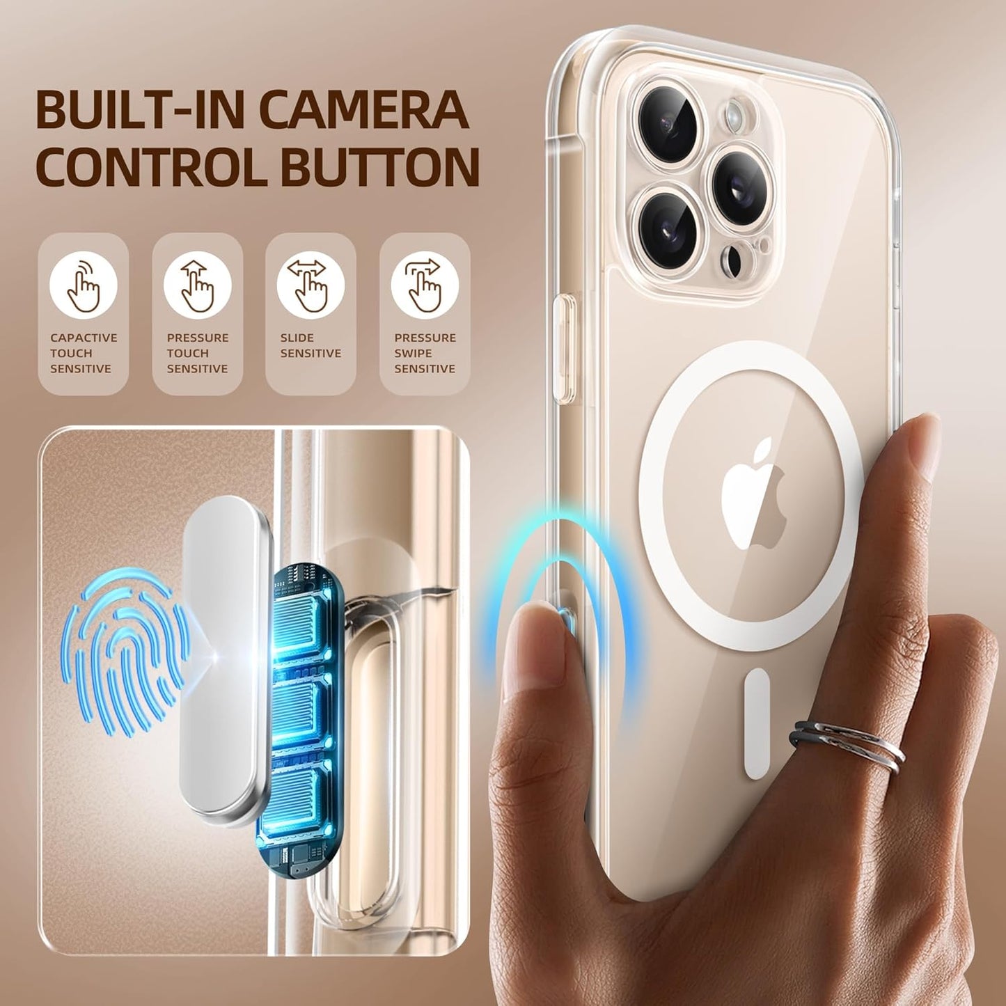 BERFY Magnetic for iPhone 16 Pro Max Case, Compatible with MagSafe, Built-in Privacy Screen Protector and Upgraded Camera Protection, Anti-Spy Full Body Shockproof Phone Case for 16 Pro Max 6.9",Clear