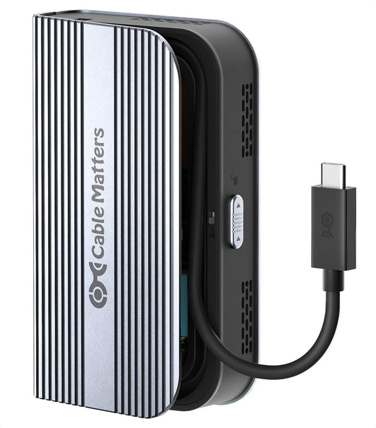 Cable Matters 40Gbps Portable USB4 / Thunderbolt 4 SSD Enclosure for M.2 NVMe SSD - Up to Read:3800MB/s, Write:3600MB/s, NVMe Enclosure, Tool-Free, Intelligent Cooling, Thunderbolt 4/5 Compatible