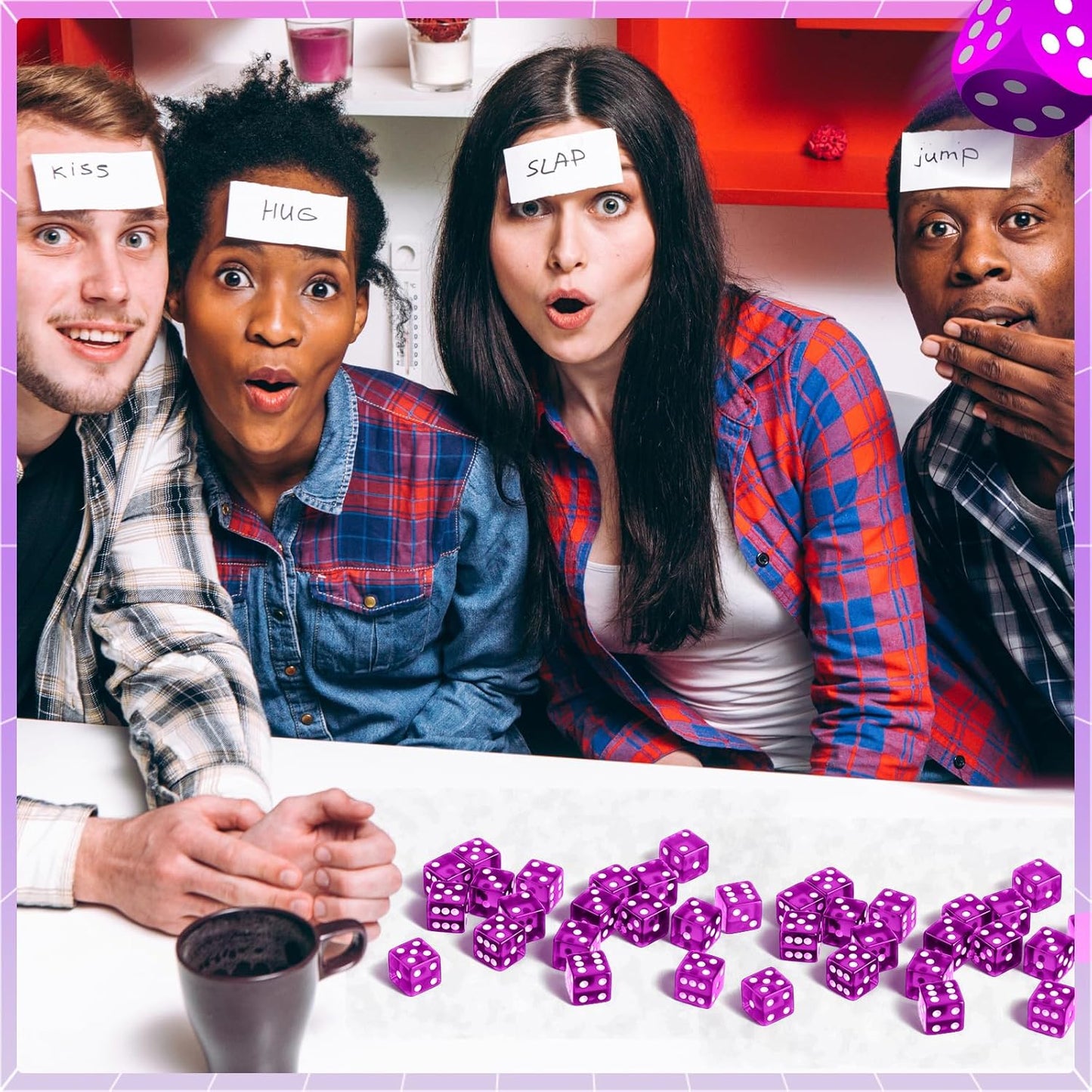 36 Piece 19 mm Casino Style Craps Dice Sets Acrylic and Translucent D6 Dice, Square W/Rounded Edge for Casino, Craps, Table Games and Board Games (Purple)