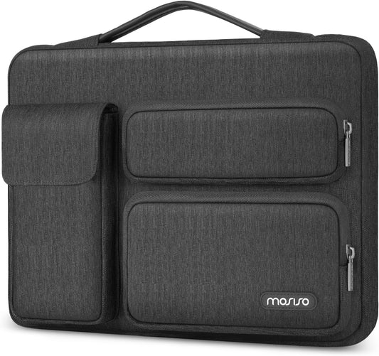 MOSISO 360 Protective Laptop Case 13.3 inch, 13-13.3 inch Laptop Sleeve Compatible with MacBook Air/Pro 13 / Pro 14, HP Dell ASUS Lenovo, Side Open Bag with 2 Raised&1 Flapover Pockets, Slate Gray