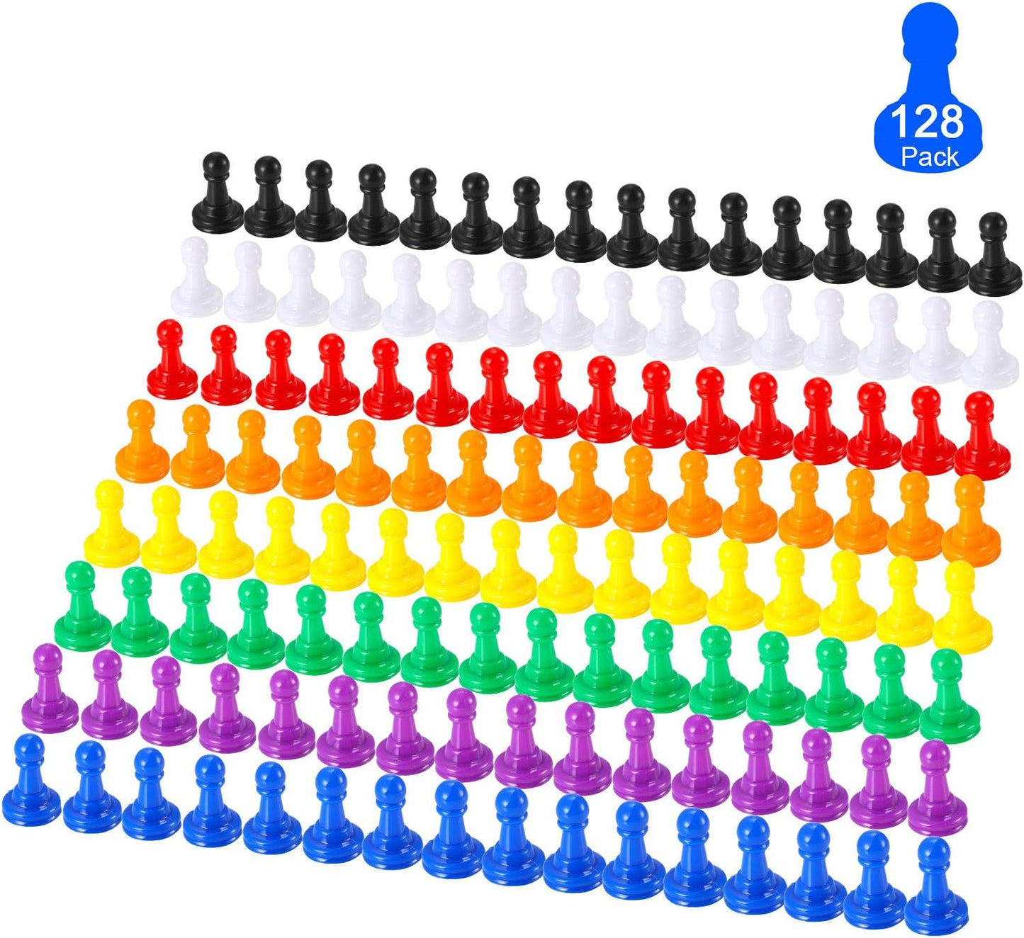 Gejoy 128 Pcs Board Game Pieces Multicolor Plastic Pawns Game Pieces for Board Games Chess,1 Inch Game Pawns, Tabletop Markers, Arts and Crafts