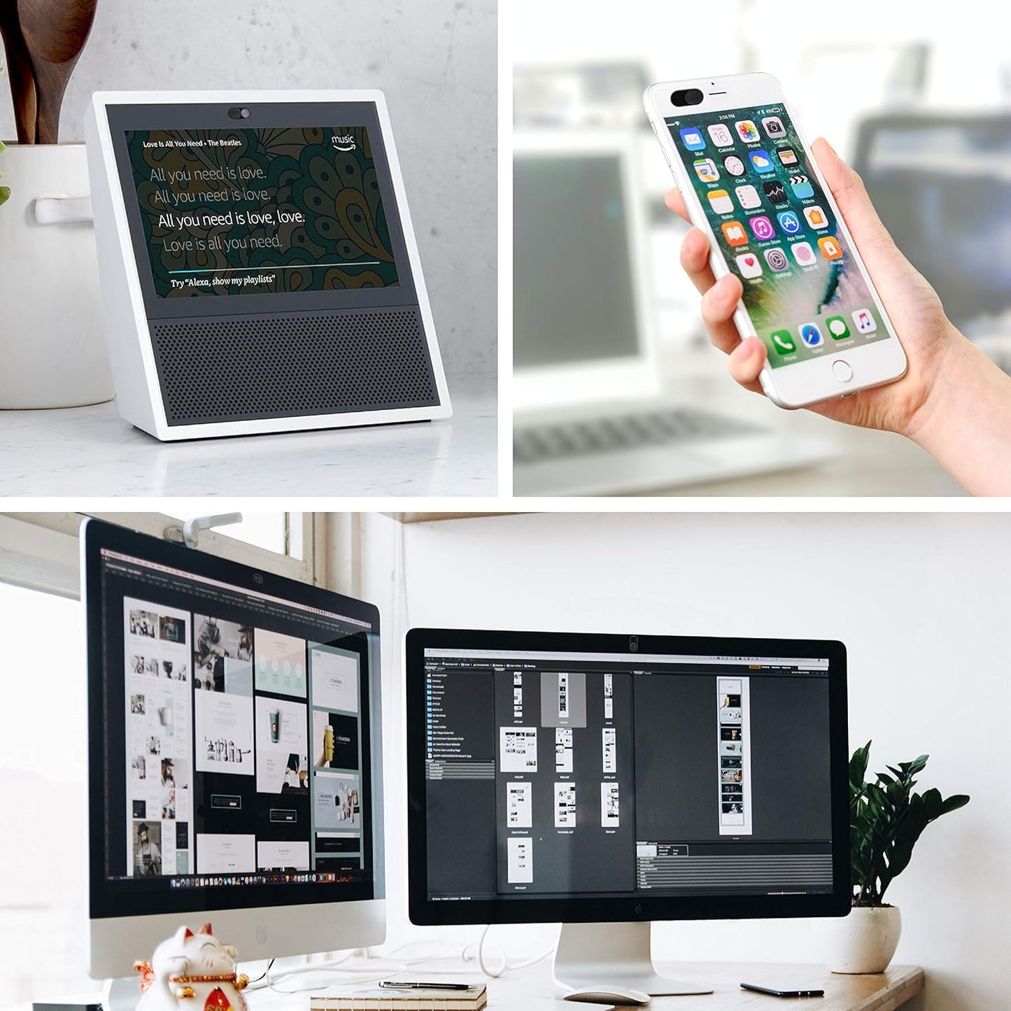 imluckies Metal Webcam Cover Slide, 0.023 inch Camera Cover for Laptop Computer MacBook Pro/Air iMac iPad Tablet iPhone 8/7 Plus, Echo Show/Spot Web Camera Blocker Privacy Protector [1 Black+1 White]