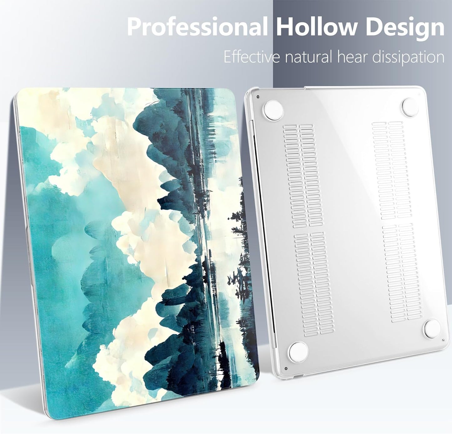 Batianda Premium Case for New MacBook Air 15 inch 2025 M4 2024 2023 with M3 M2 Chip Model A3241/A3114, Designed Protective Plastic Hardshell & Keyboard Cover & Screen Protector, Landscape Painting