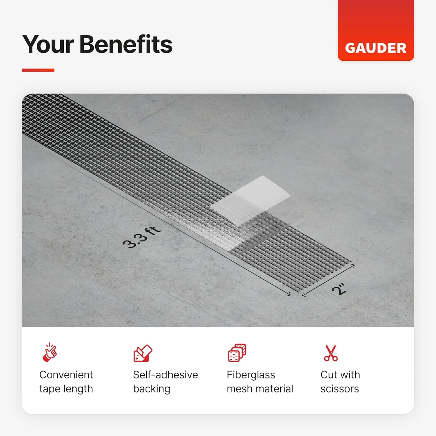 GAUDER Fly Screen Repair Tape - Insect Screen Repair Set Made from Fiberglass Self-Adhesive - Patch for Door, Porch Door and Window (3.3 ft x 2 inches - Black)