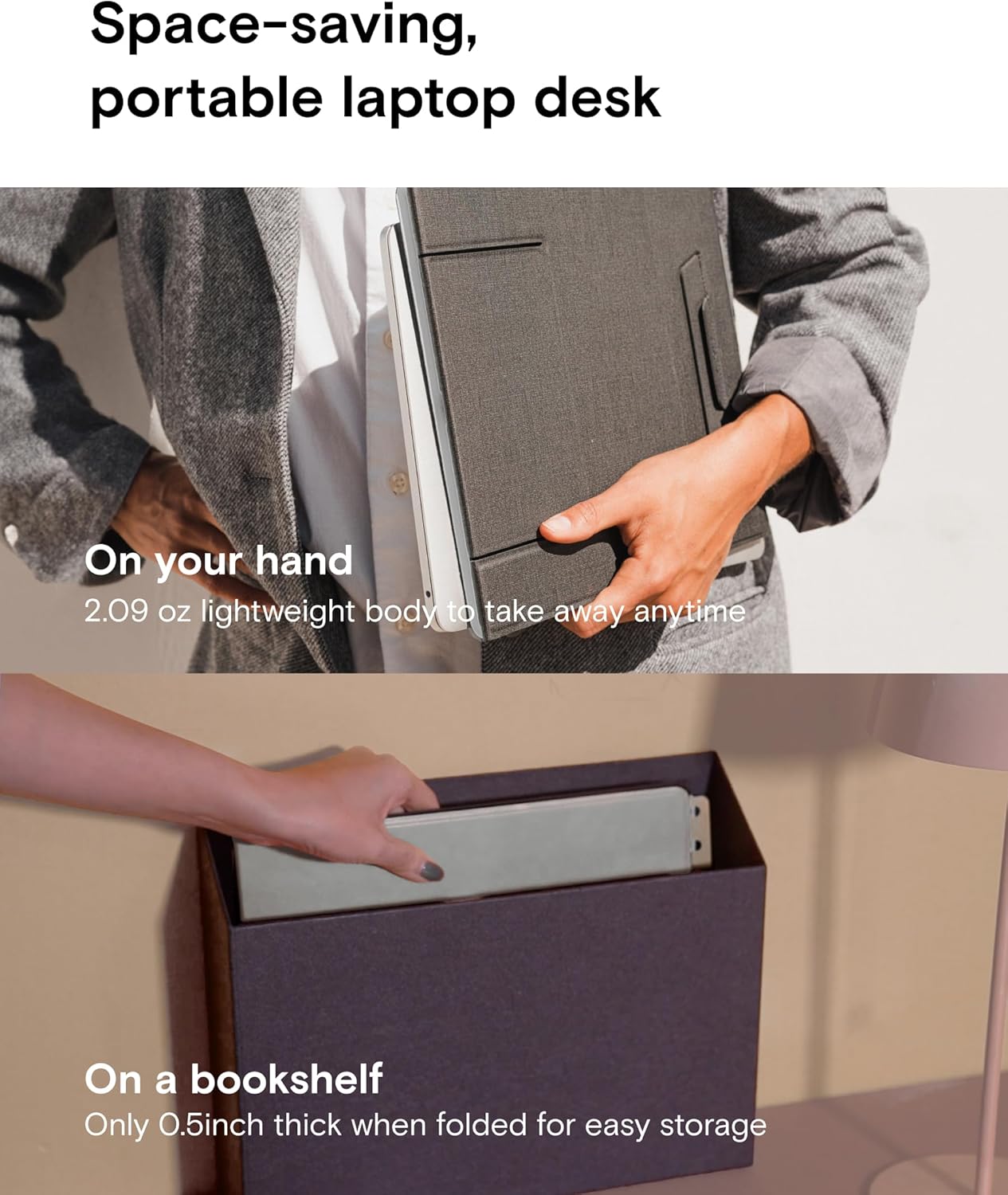 MOFT Folding Laptop Stand Lap Desk, Portable & Mini Computer Stand Laptop Desk for Travel and Home Office, Ergonomic Design with Adjustable Viewing Angles, Lightweight Computer Cooling Riser, Black