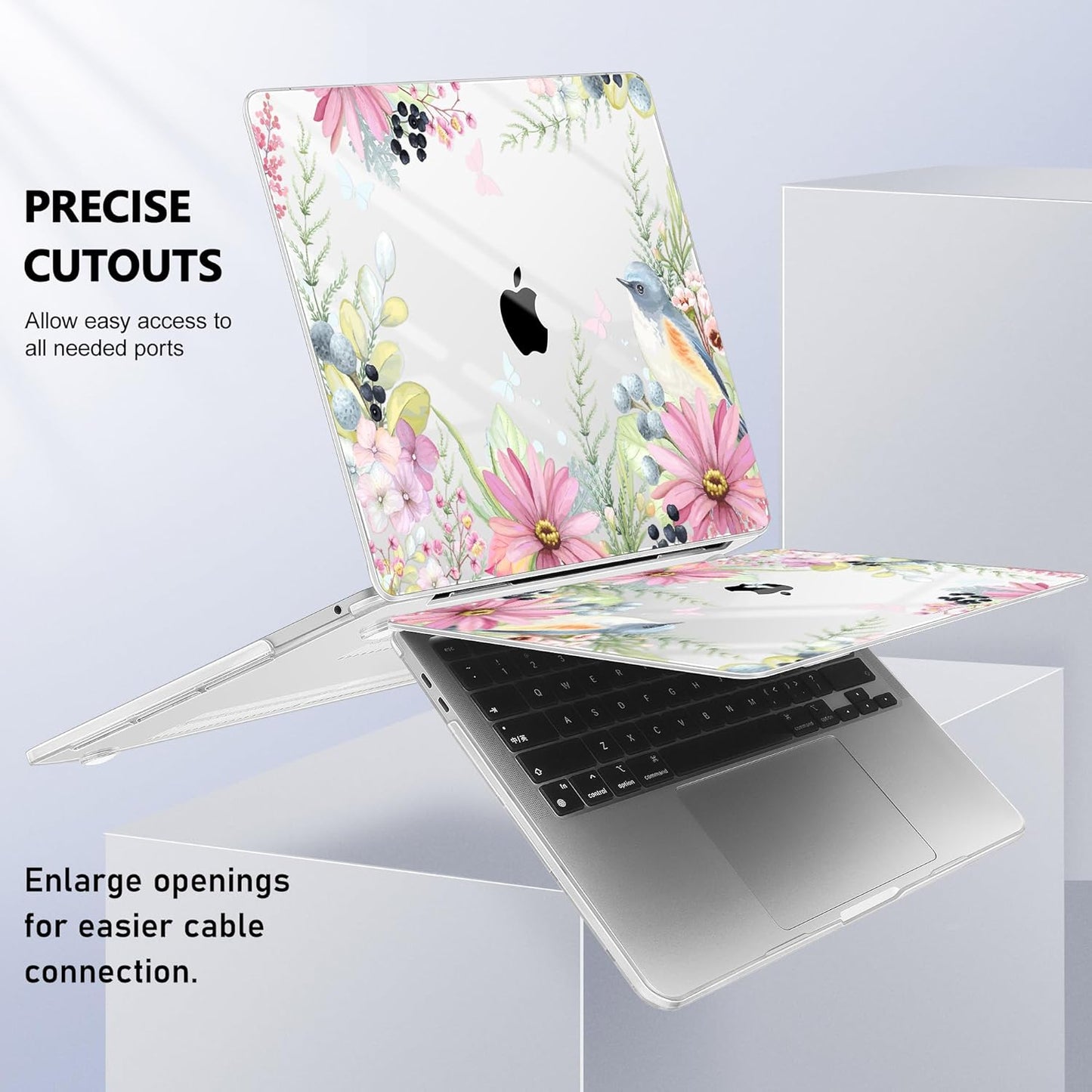 May Chen Compatible with MacBook Pro 13 inch Case 2022 2021 2020 Release Models A2338 M2 M1 A2251 A2289, Plastic Hard Shell Case + Keyboard Cover for Mac Pro 13" with Touch Bar, Blue Bird