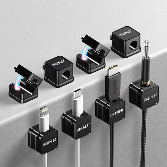 8 Pack Magnetic Cable Clips for Desk, Strong Adhesive Cord Organizer for Cable Management, Reusable Cord Management to Keep Wires Neat for Home, Office, Car & Nightstand