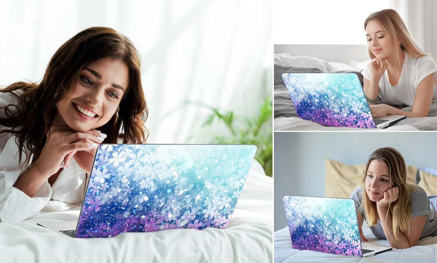 DONGKE for M4 MacBook Pro 16 Inch Case 2024 2023 2021 A3403 A3186 M3 A2991 M2 A2780 M1 A2485 Pro/Max Chip, Plastic Hard Shell Case & Keyboard Cover for Mac Pro 16 with Touch ID, Sparkling Flower