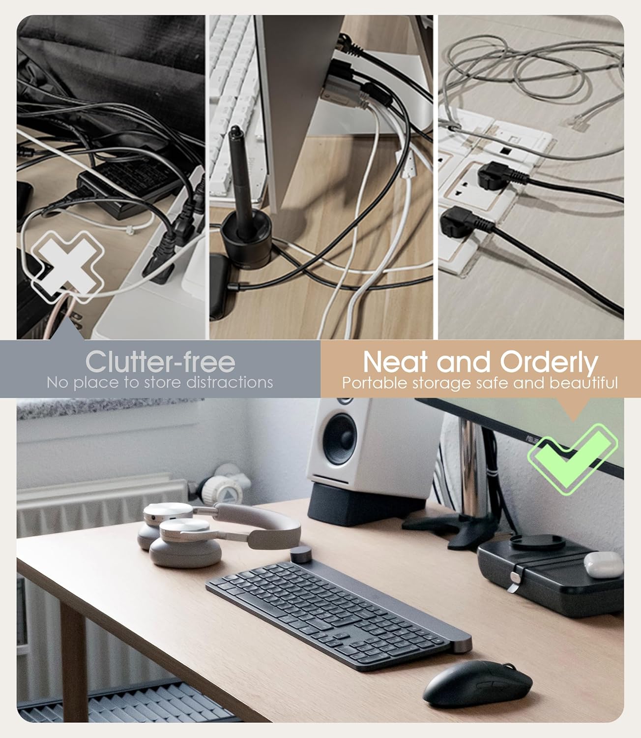 40Pcs Nearockle Reusable Cable Ties, Adjustable Silicone Cord Organizer Small Zip Ties for Charging Cords Earphone Computer Wire, Office Desk Cable Management Travel Accessories(Black)