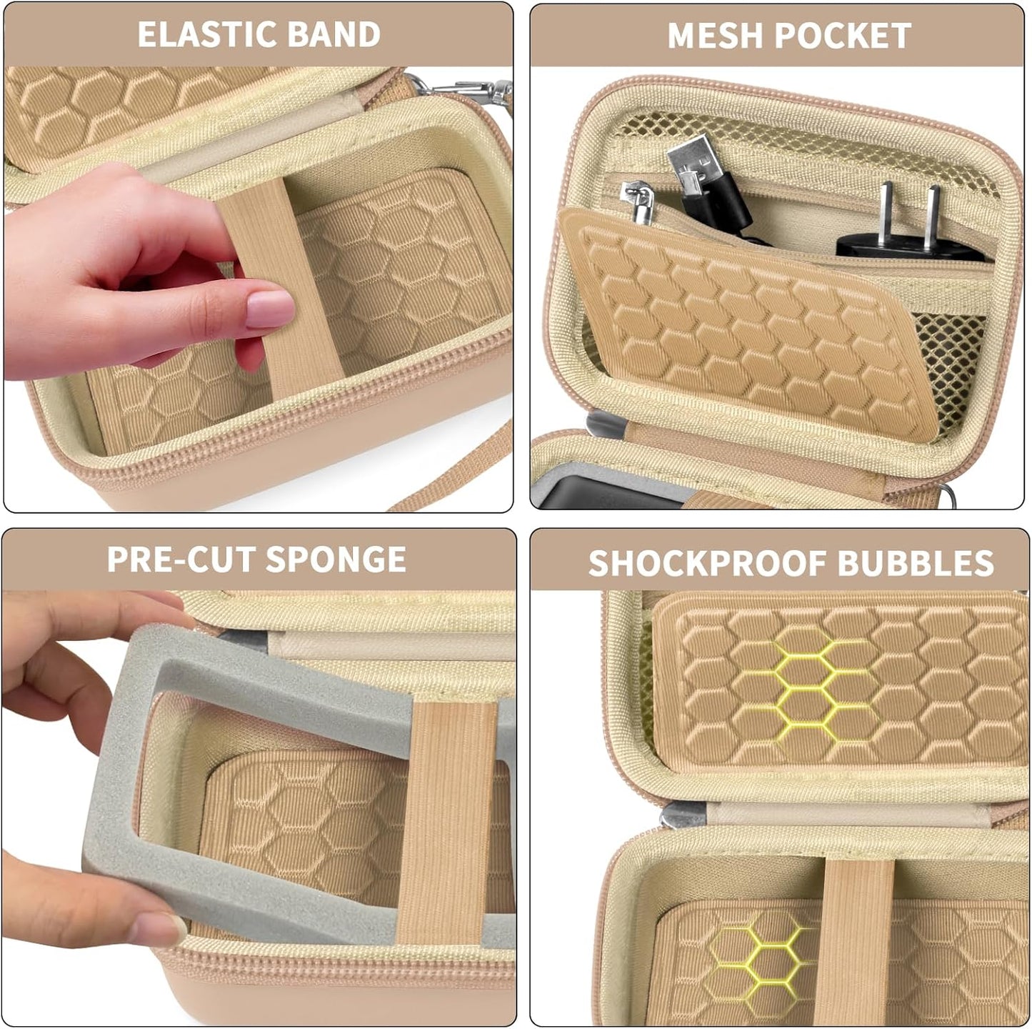 Carrying & Protective Case for Digital Camera, AbergBest 21 Mega Pixels 2.7" LCD Rechargeable HD/Kodak Pixpro/Canon PowerShot ELPH 180/190 / Sony DSCW800 / DSCW830 Cameras for Travel - Beige