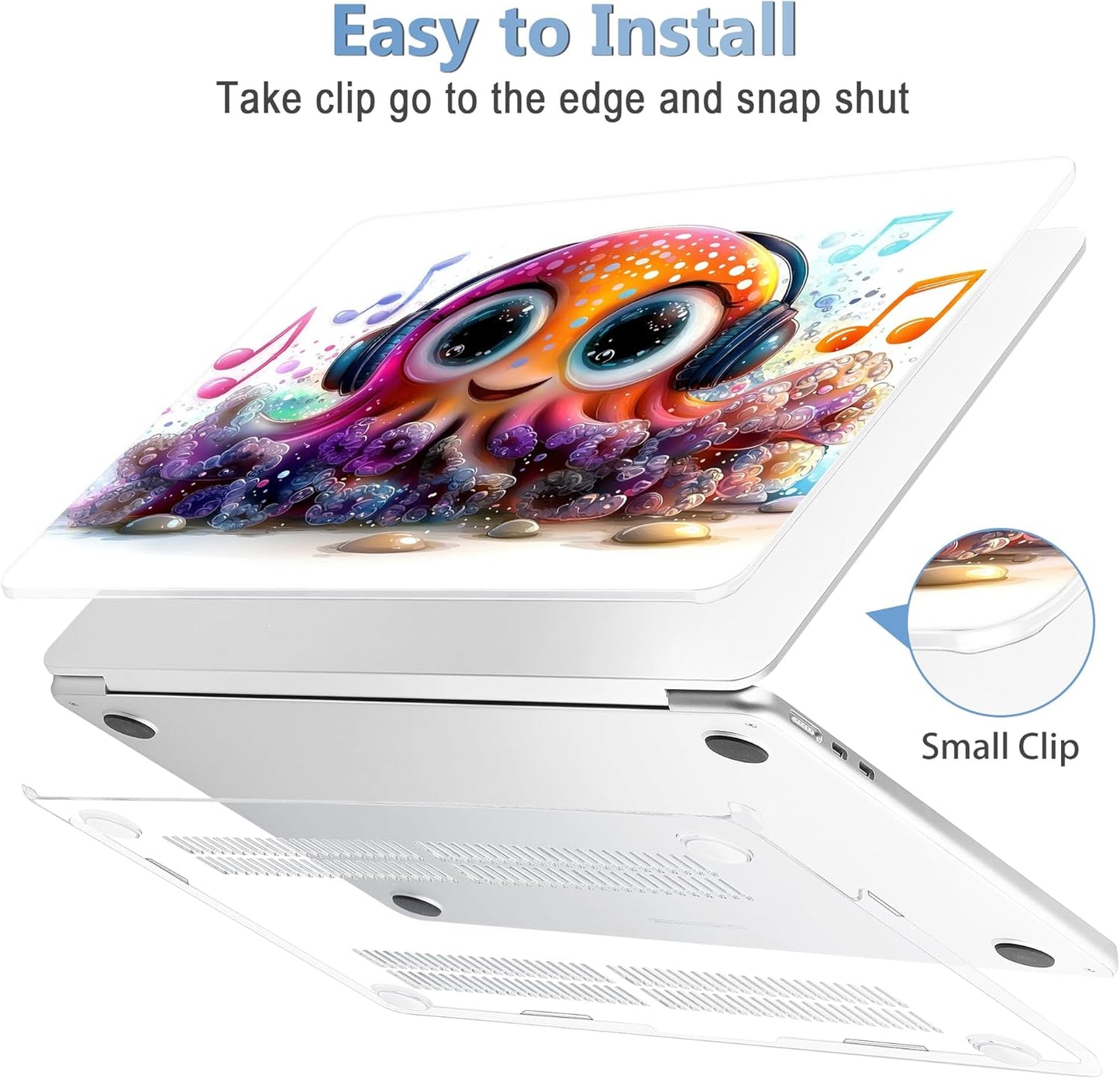 Mektron Compatible with M4 MacBook Air 15 inch Case 2025 A3241 2024 2023 M3 A3114 A2941 M2 Liquid Retina Display Touch ID, Plastic Hard Case & Keyboard Skin & Screen Protector - Cute Octopus