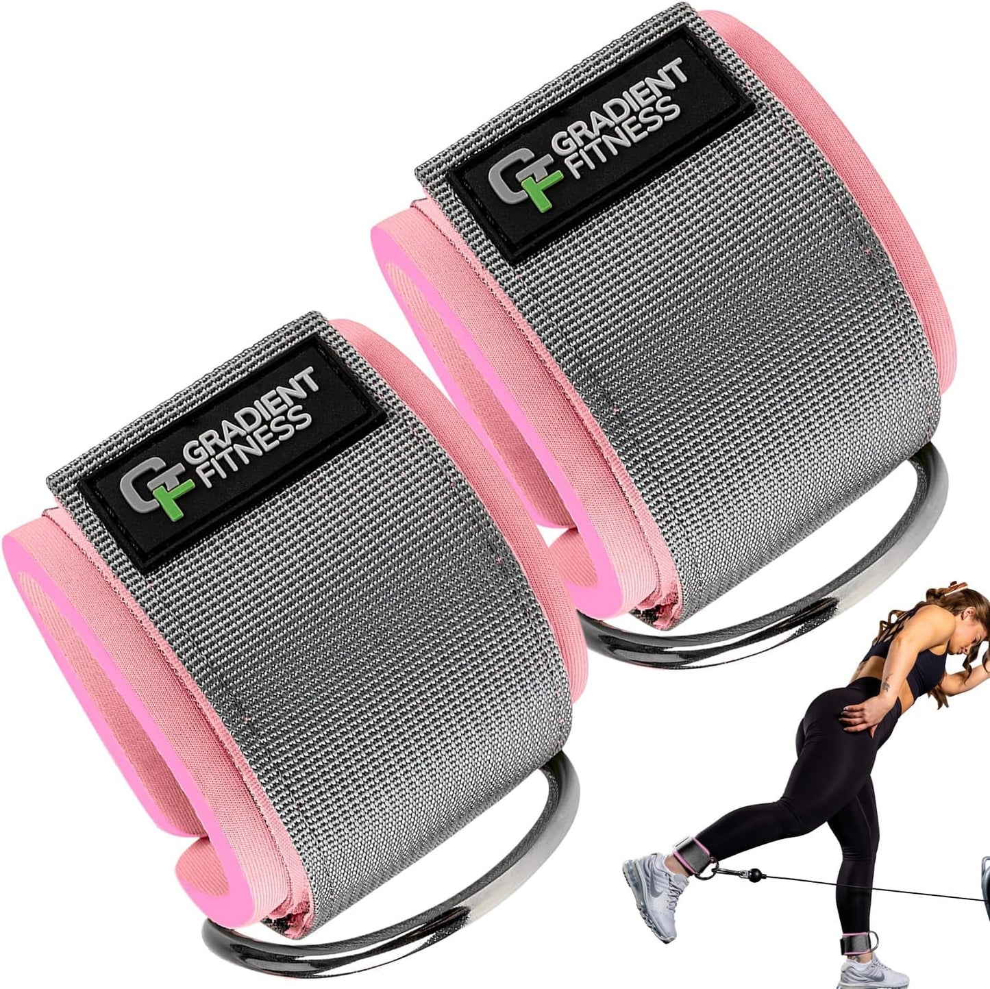 Gradient Fitness Ankle Straps (2 Pack) | Ankle Strap for Cable Machine, Ankle Bands for Working Out, Cable Ankle Strap