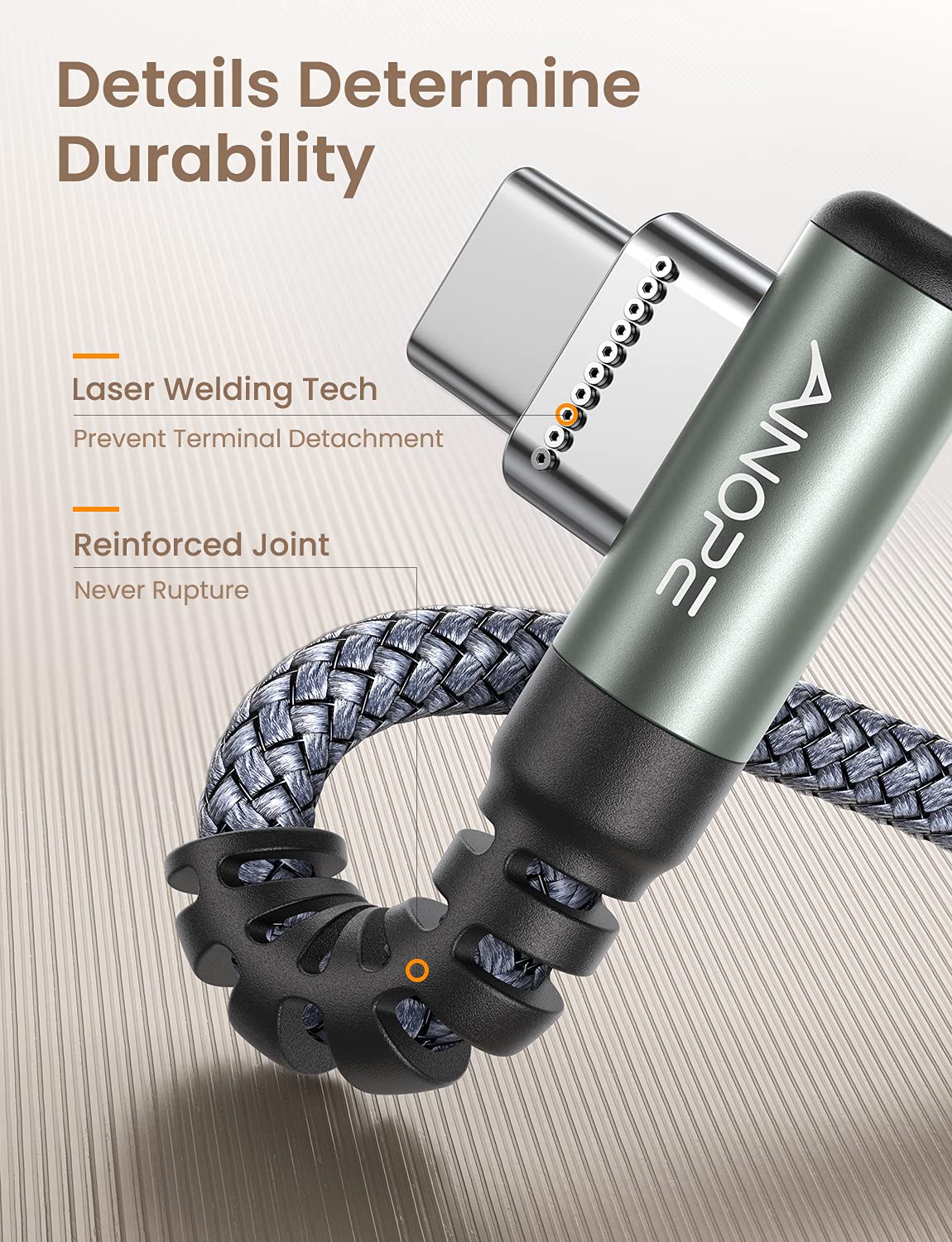 AINOPE USB to USB C Cable [5-Pack, 6.6ft] 3.1A Type C Charger Fast Charging, Right Angle USB to C Cable for Galaxy A15 A25 A35 A55 A54, S10+ S10 S9, Note 20 10 9, LG V30, Moto G, iPhone 16 15 Cord