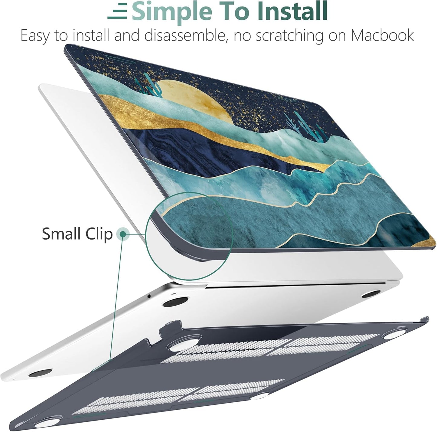 TWOLSKOO Compatible with M4 MacBook Air 13.6 inch Case 2025-2022 Release M4 A3240 M3 A3113 M2 A2681, Plastic Hard Shell & Keyboard Cover & Type C Adapter & Screen Protector, Mountains with Trees