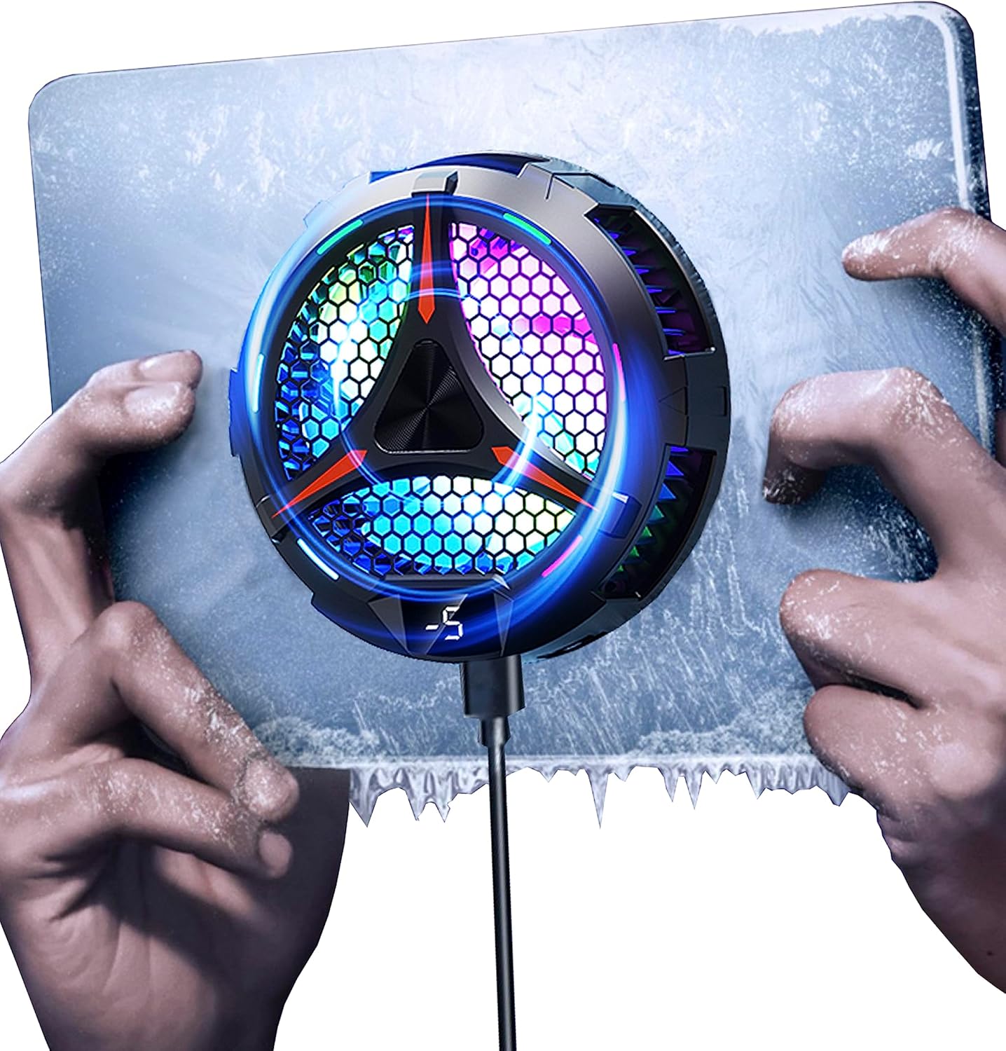 iPad Cooler,Magnetic Tablet Cooler for ipad/surface pro/Samsung Tab,Compatible for Steam Deck,Universal Radiator with Temperature Display for Mobile Gaming,Tiktok Live Streaming