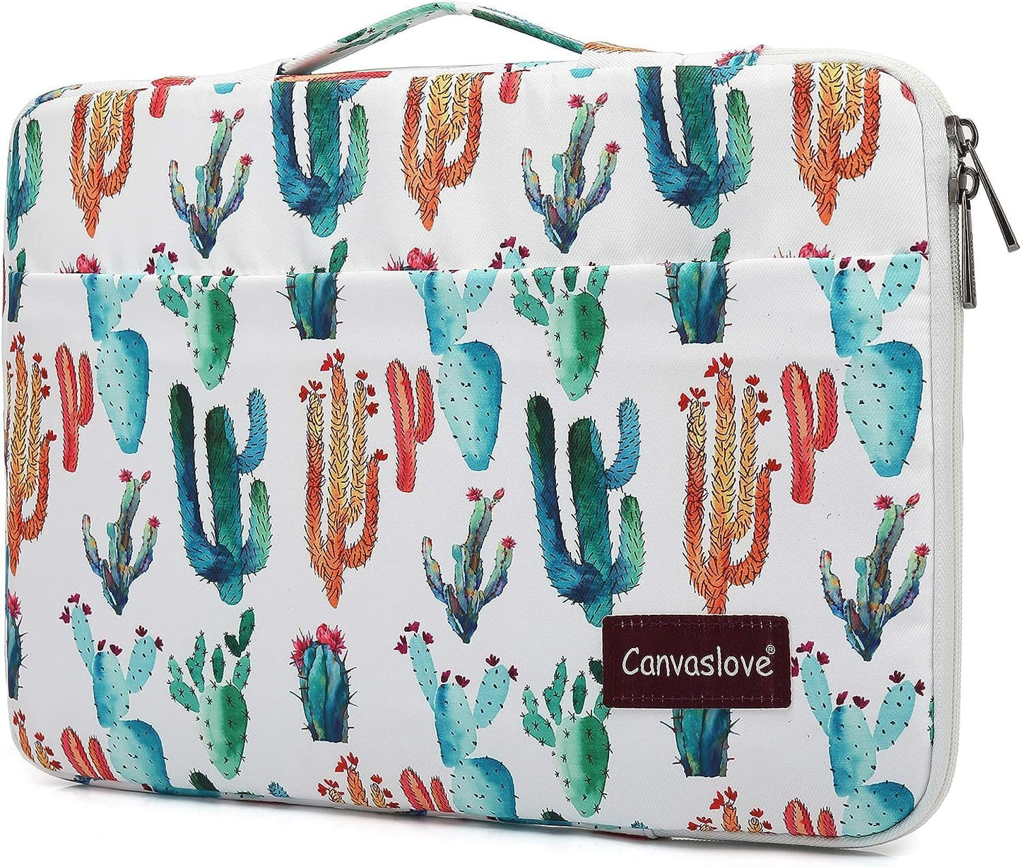 Canvaslove Cactus Corner and Bottom Rebound Bubble Cushioned Laptop Sleeve Bag case with Pockets and Handle For Macbook 14 inch,Surface Laptop 14.4 inch and 14 inch laptop