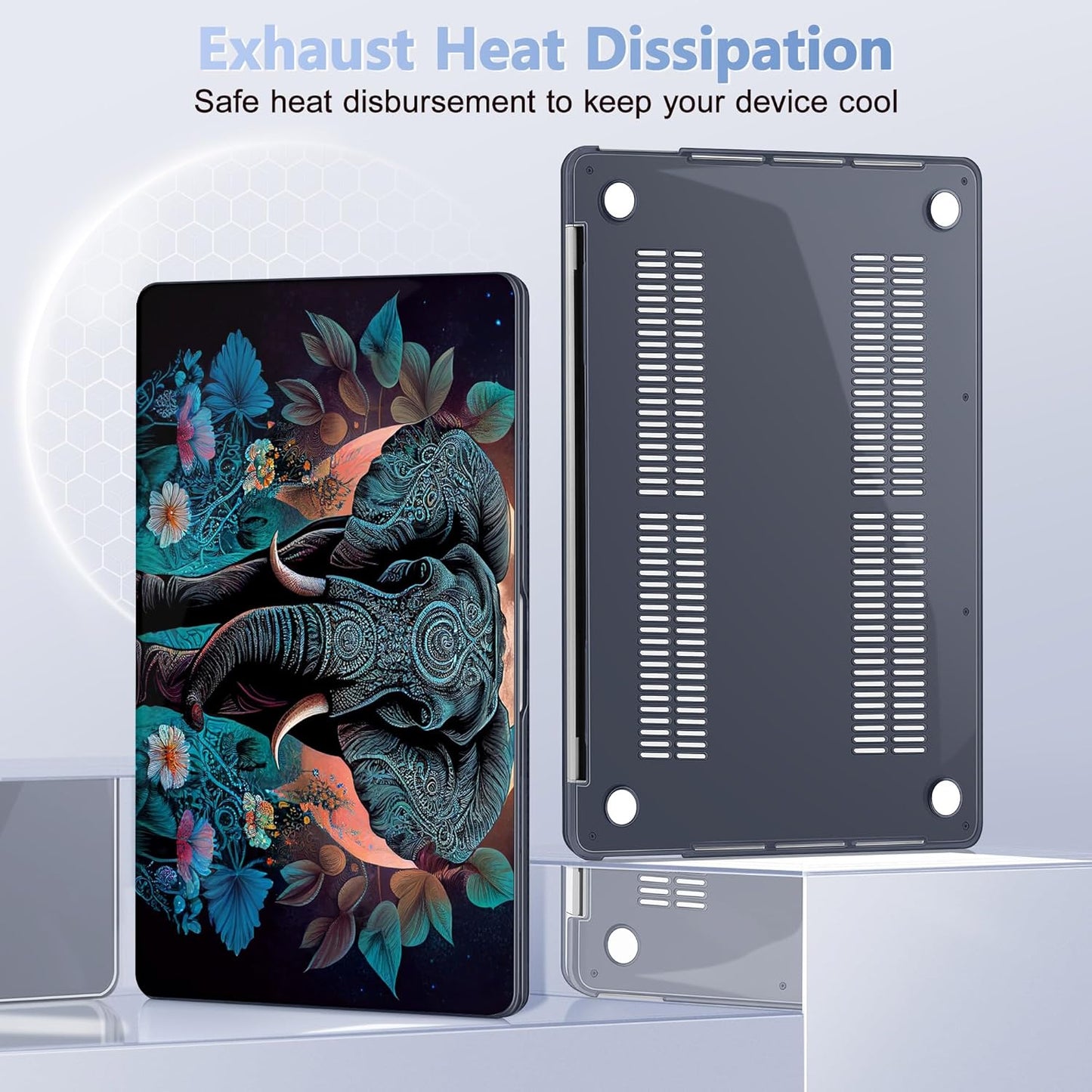 May Chen Compatible with MacBook Pro 13 inch Case 2022 2021 2020 Release Models A2338 M2 M1 A2251 A2289, Plastic Hard Shell Case for MacBook Pro 13 Inch with Touch Bar Fits Touch ID, Elephant