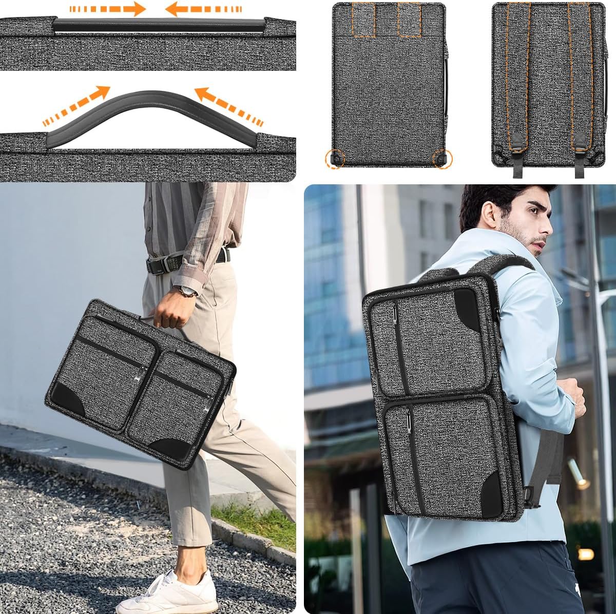 Hseok Laptop Sleeve 15 15.6 16 inches Case Protective PC Briefcase for Commuting and Business trip，BJP-Dark