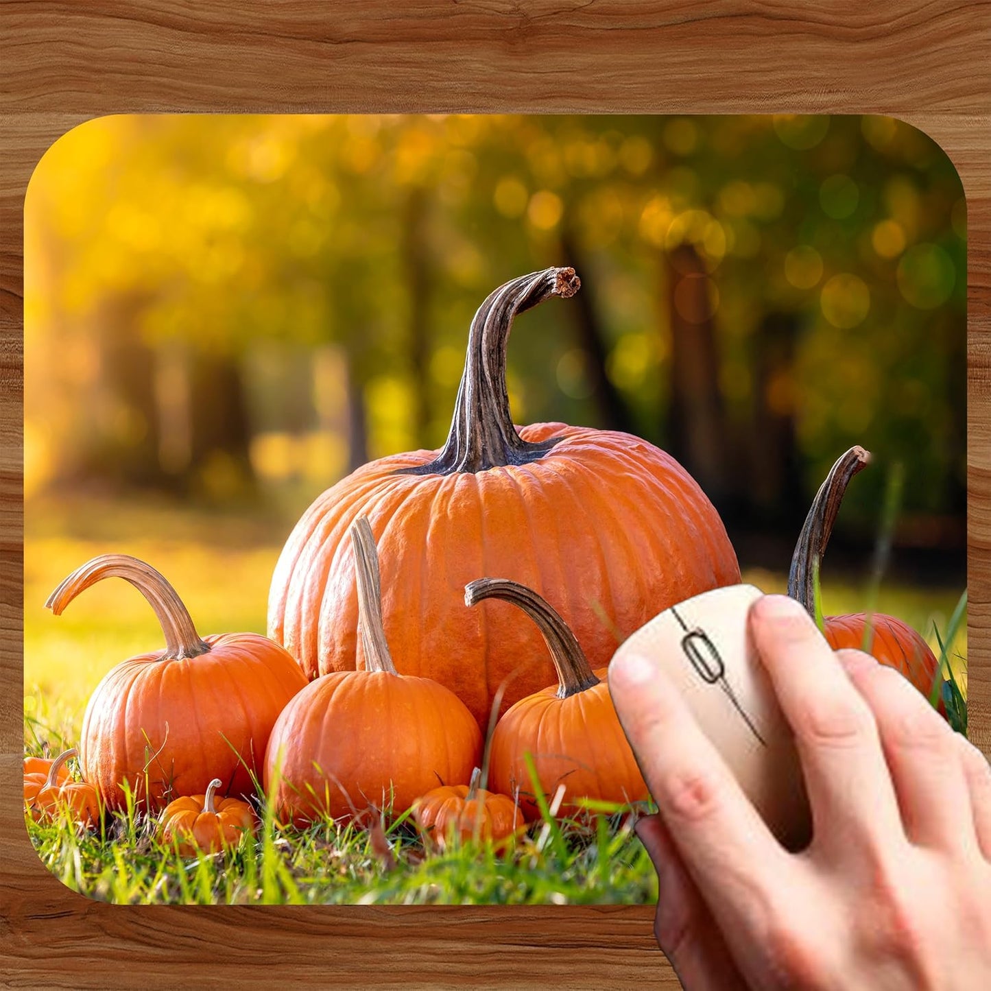 Fall Season Mouse Pad Mat Mousepad for Desk Computer Laptop PC Gaming Home or Office Gift (Pumpkins MP85)