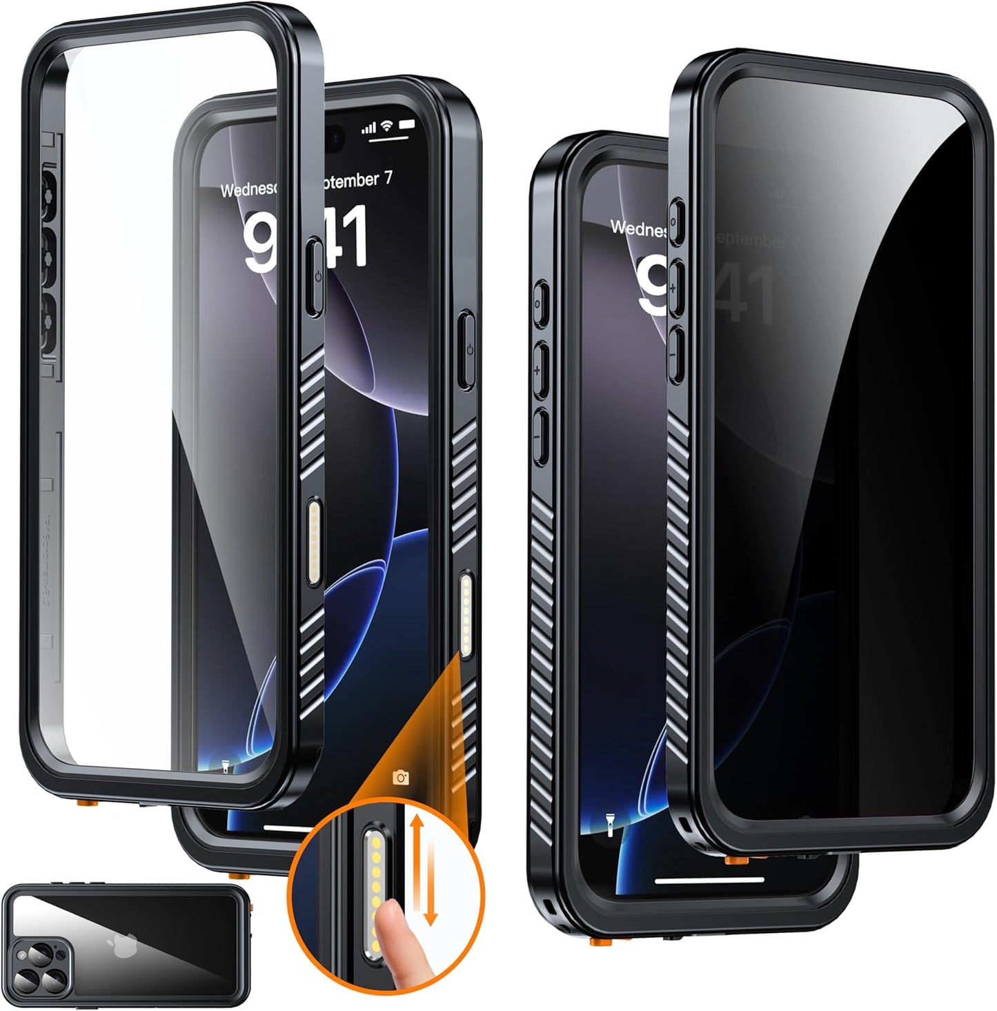 for iPhone 16 Pro Max Case Waterproof, Built-in Privacy Screen & HD Screen Double Front Frame [IP68 Underwater] Shockproof Dustproof Full Body Protection iPhone 16 Pro Max Phone Case