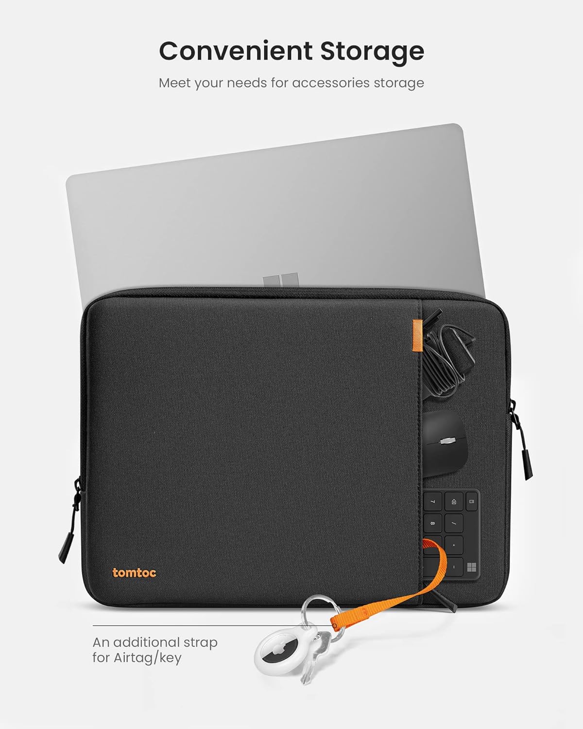 tomtoc 360 Protective Laptop Sleeve for 13-inch New Surface Pro 11th, Copilot+PC 2024, Surface Pro 10/9/8/X with Signature Keyboard/X Keyboard, Shockproof Water-Resistant Notebook Surface Case Bag