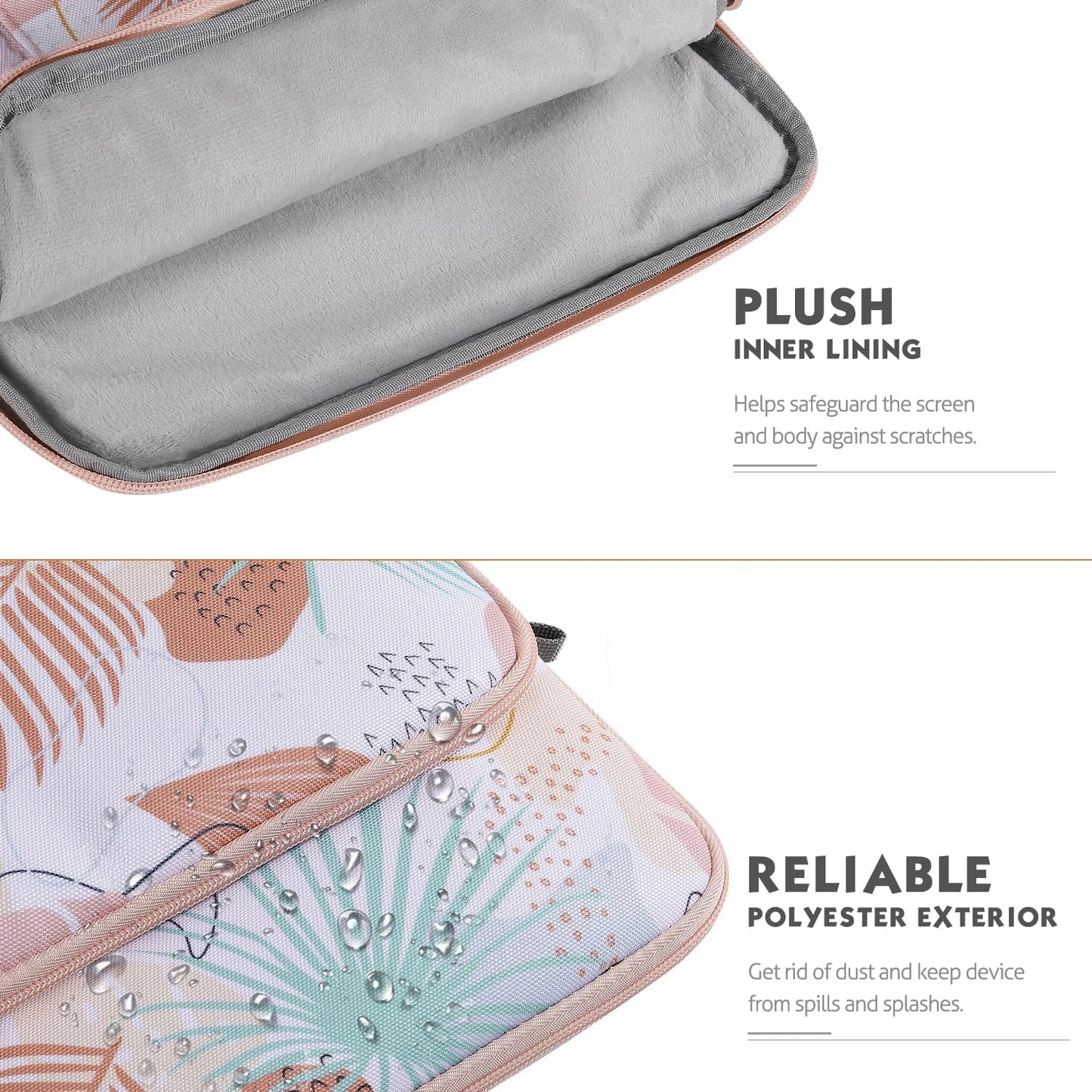 MoKo Laptop Sleeve Bag for 13.3-14 Inch, Notebook Carrying Case with Pocket Fits New MacBook Pro M3/M2 14" /13" M2/M1 Pro/M1 Max 14.2 2023-2021/Air 13.6" M2 2022, Surface Pro 9/8 13", Tropical Leaf