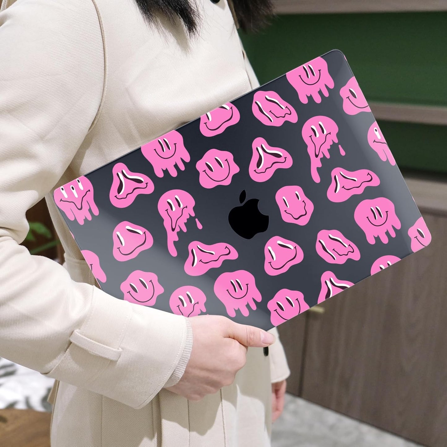 MEEgoodo Case for MacBook Pro 13 inch Case 2022 2021 2020 New A2338 M2/M1 A2251 A2289, Laptop Hard Shell with Keyboard & Camera Cover Compatible with 13 inch MacBook Pro, Pink Groovy Emoji