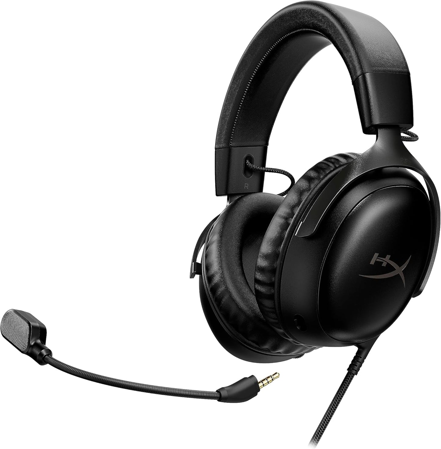 HyperX Cloud III – Wired Gaming Headset, PC, PS5, Xbox Series X|S, Angled 53mm Drivers, DTS Spatial Audio, Memory Foam, Durable Frame, Ultra-Clear 10mm Mic, USB-C, USB-A, 3.5mm – Black