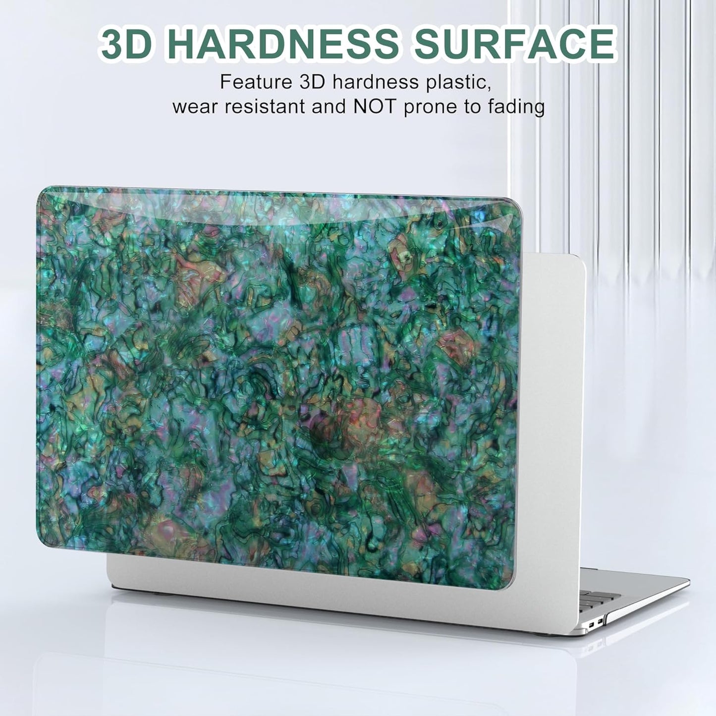 B BELK Compatible with MacBook Air 13 inch Case 2025 2024 2023 2022 M4 M3 M2 A3240 A3113 A2681, Plastic Hard Shell +Keyboard Cover +Screen Protector for MacBook Air 13.6 inch Case, Shiny Green Pearl