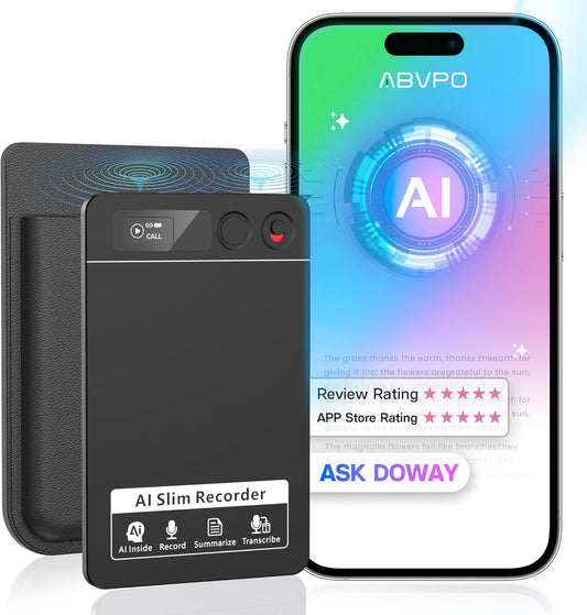 AI Voice Recorder, Note Voice Recorder - Transcribe & Summarize, AI Noise Cancellation Technology, Supports 152 Languages, 64GB Memory APP Control Audio Recorder for Lectures, Meetings, Calls (Black)