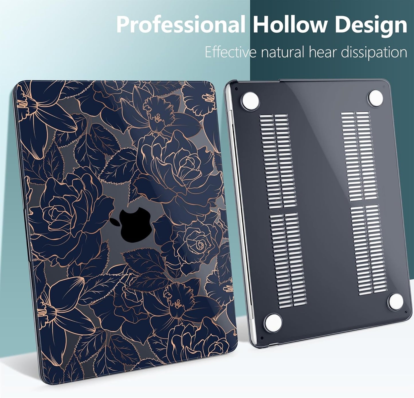 TWOLSKOO Compatible with M4 MacBook Air 15 inch Case 2025-2023 Released Model M4 A3241 M3 A3114 M2 A2941, Plastic Hard Shell & Screen Protector & Keyboard Cover & Trackpad Film, Elegant Roses