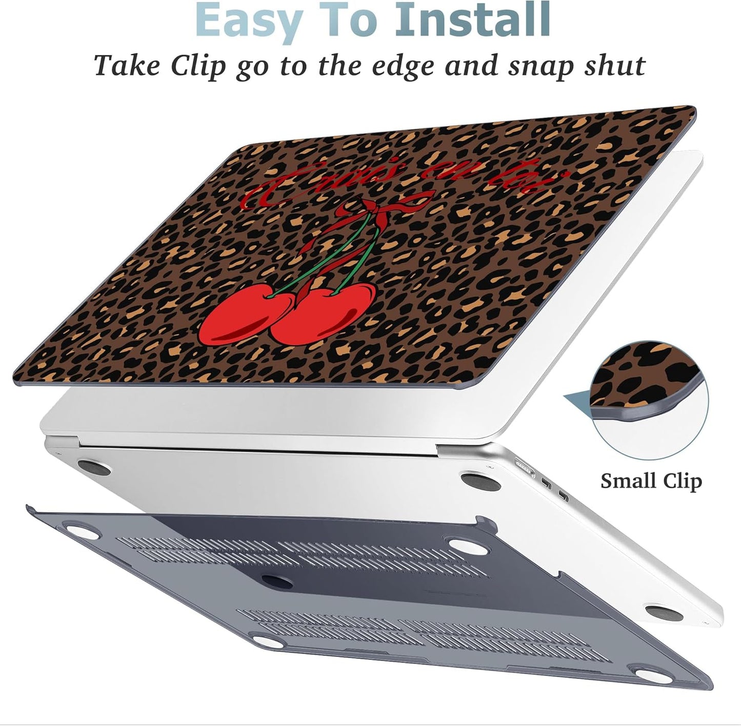 May Chen for MacBook Air 13.6 Inch Case 2025/2024/2023/2022 Release (Model A2681 A3113 A3240, M2 M3 M4 Chip) – Hard Shell Laptop Cover with Keyboard Cover & Screen Protector， Cherry & Leopard